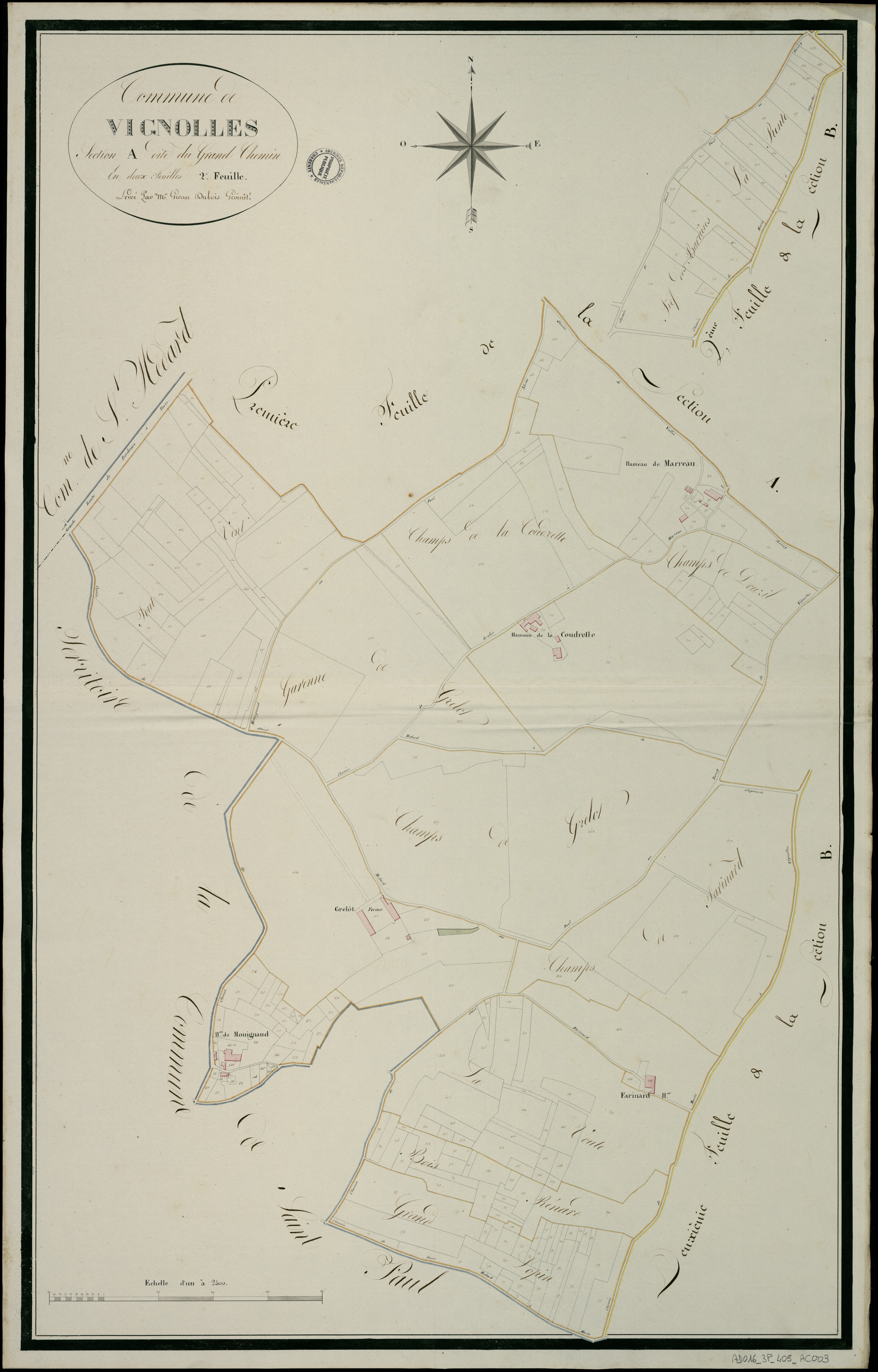 Vignolles - 3 P 405/AC3 - Section A dite du Grand-Chemin  | 1813
