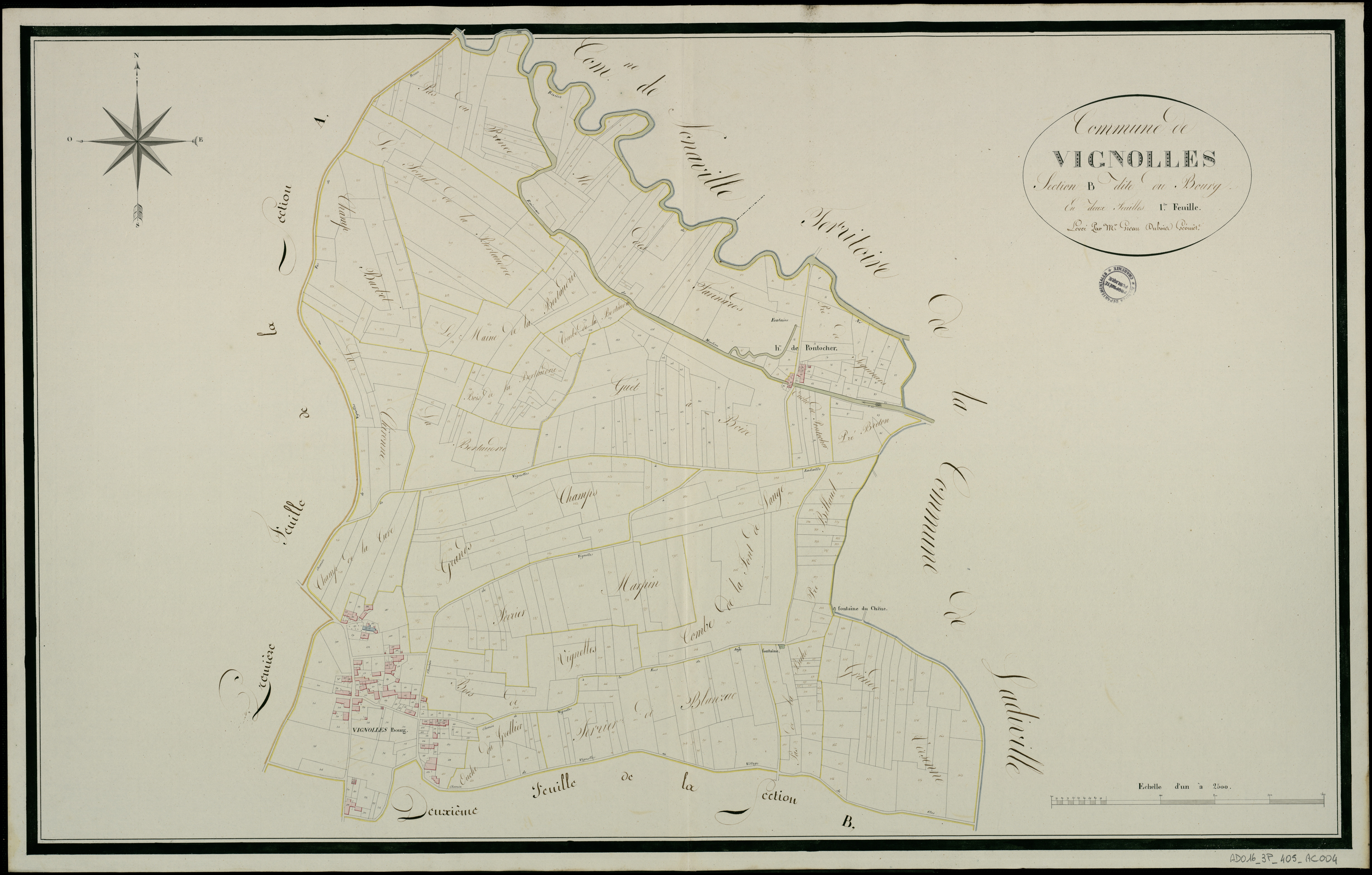 Vignolles - 3 P 405/AC4 - Section B dite du Bourg  | 1813
