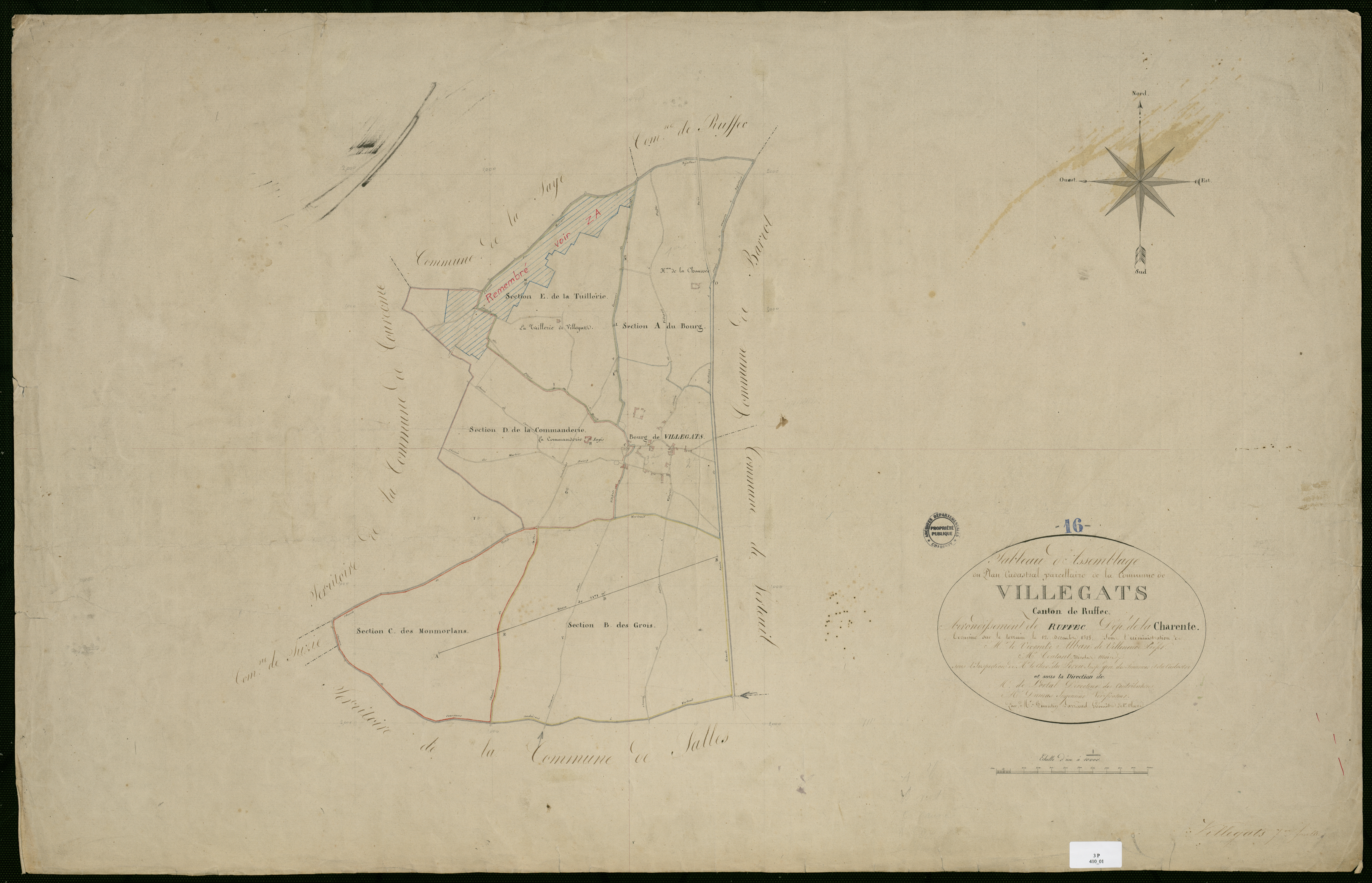 Villegats - 3 P 410/1 - Tableau d'assemblage.  | 1818