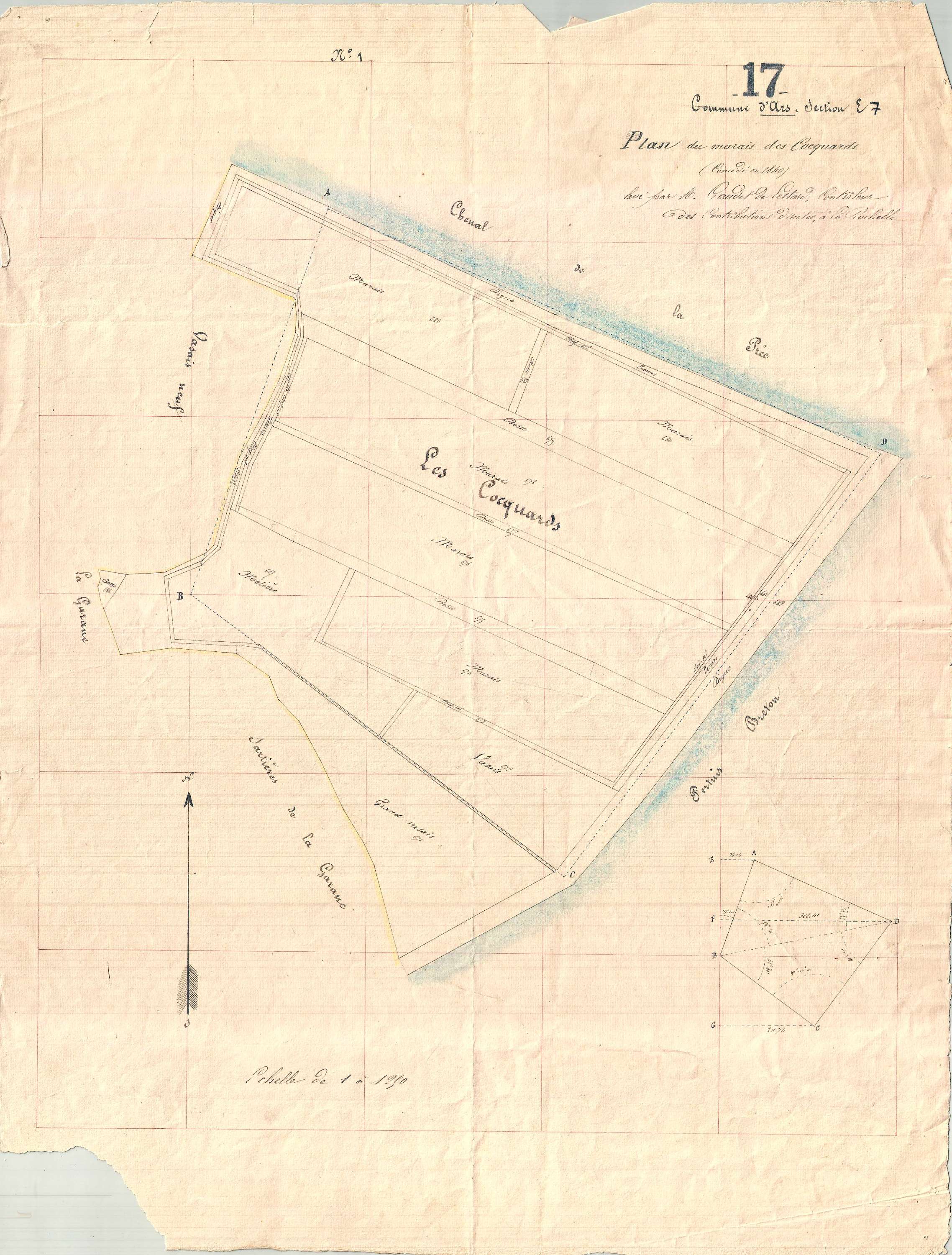 Ars-en-Ré - Section E7 dite de la Prée. [document en très mauvais état]