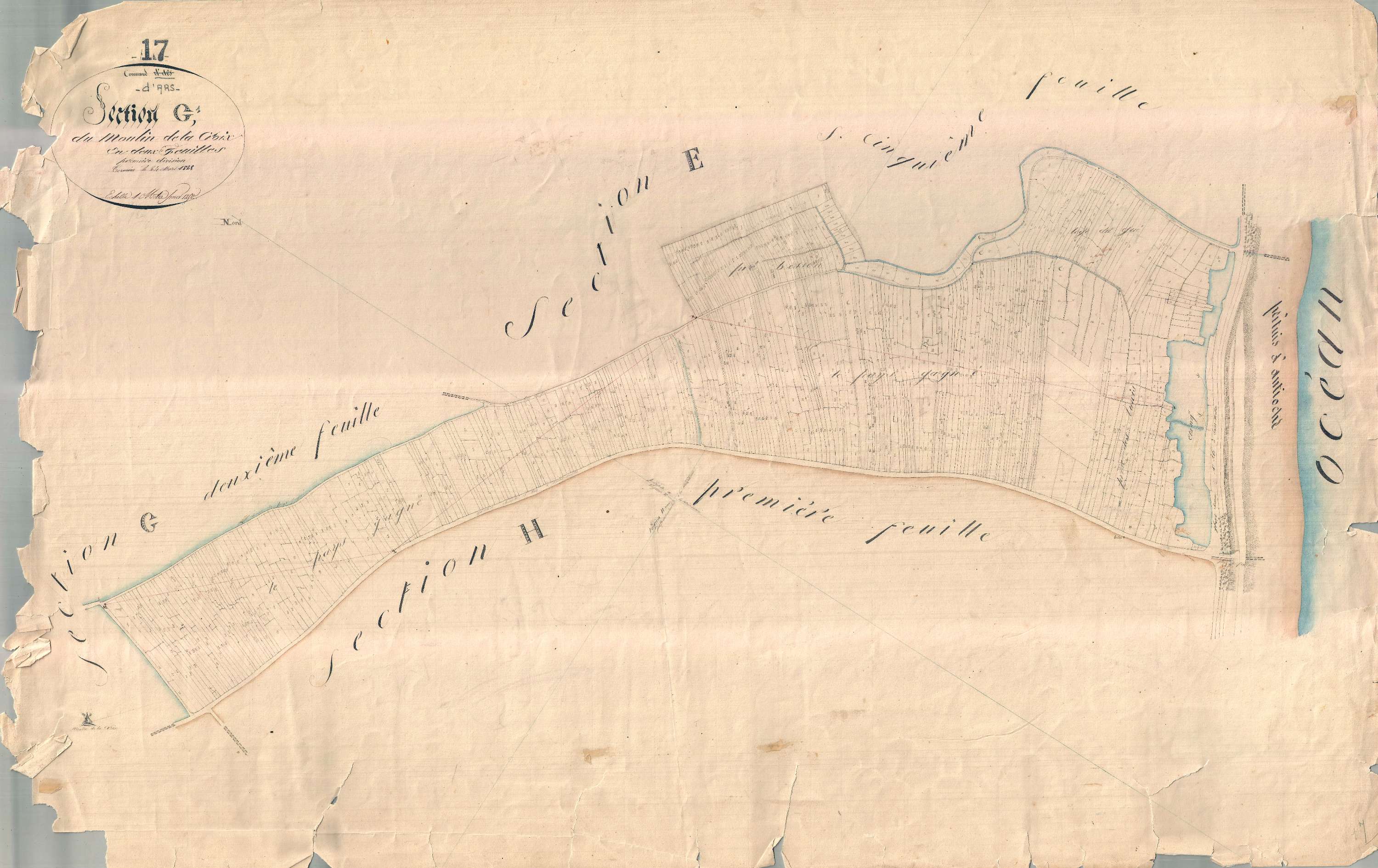 Ars-en-Ré - Section G1 dite du Moulin de la Croix. [document en très mauvais état]