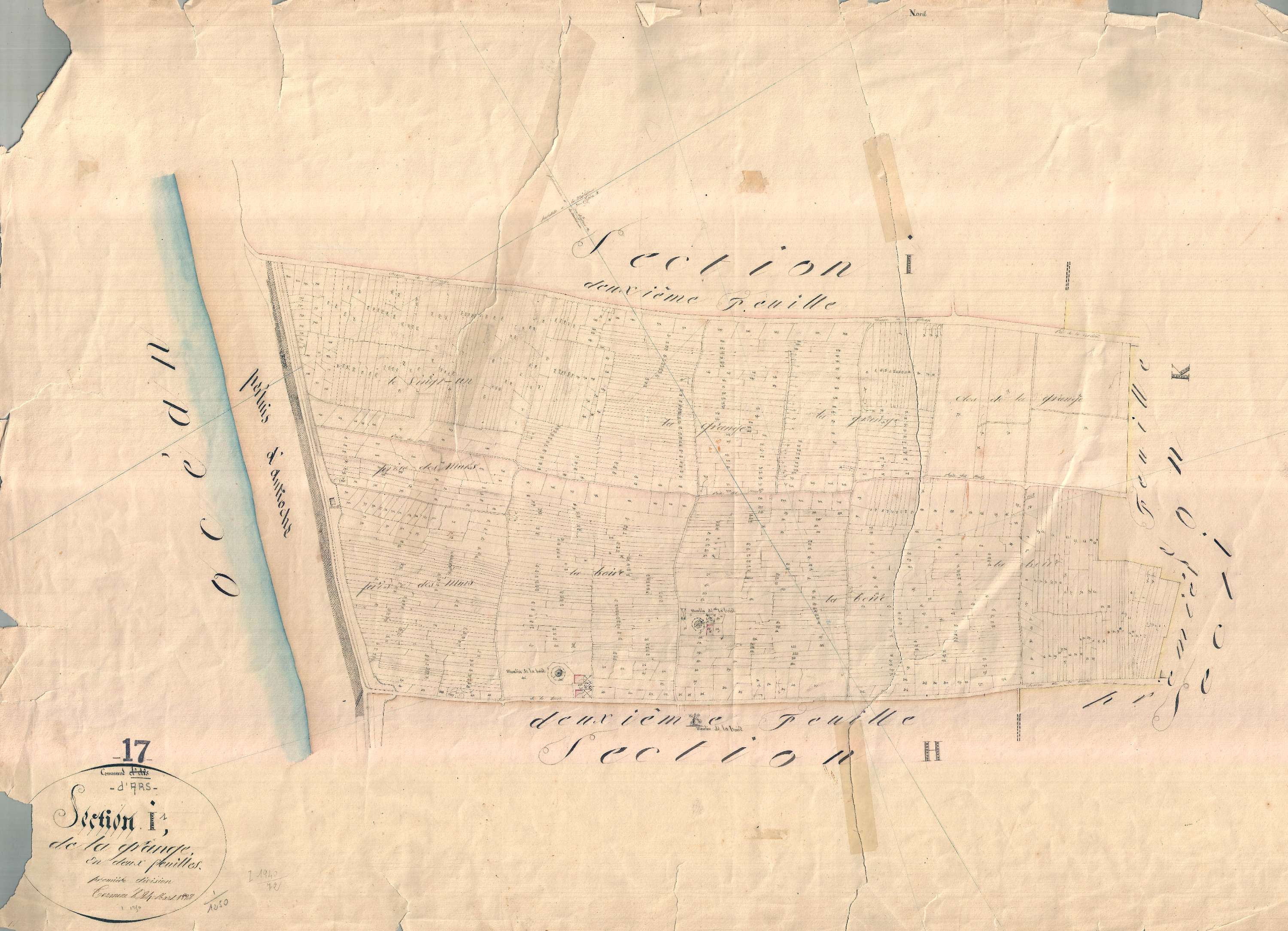 Ars-en-Ré - Section I1 dite de la Grange. [document en très mauvais état]
