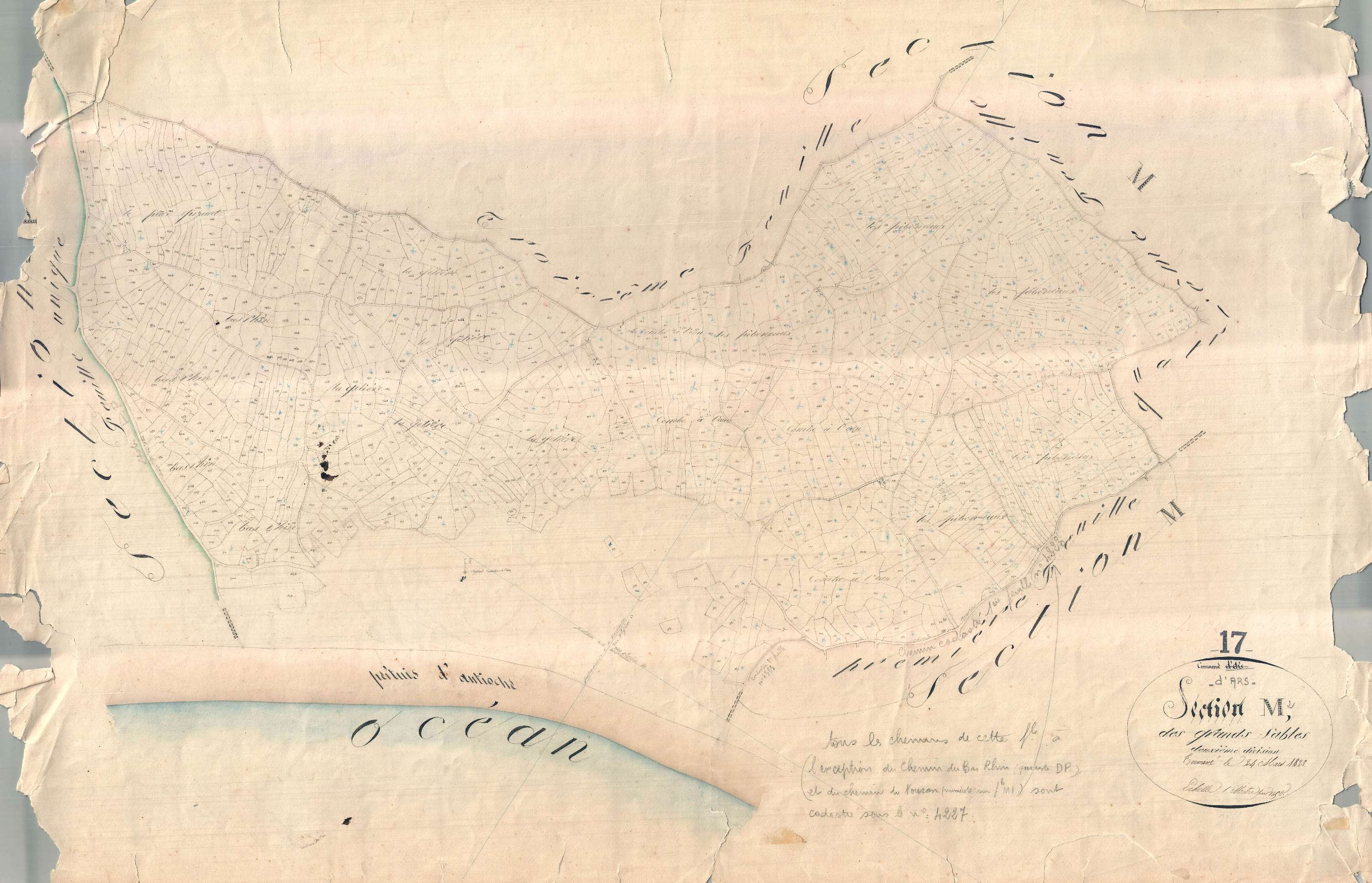 Ars-en-Ré - Section M2 dite des Grands Sables. [document en très mauvais état]