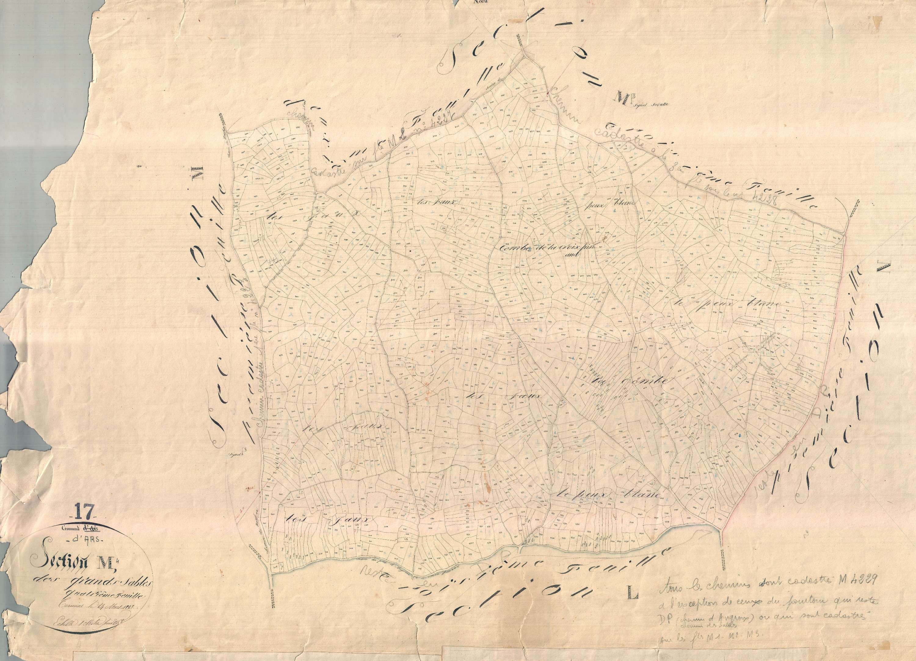Ars-en-Ré - Section M4 dite des Grands Sables. [document en très mauvais état]