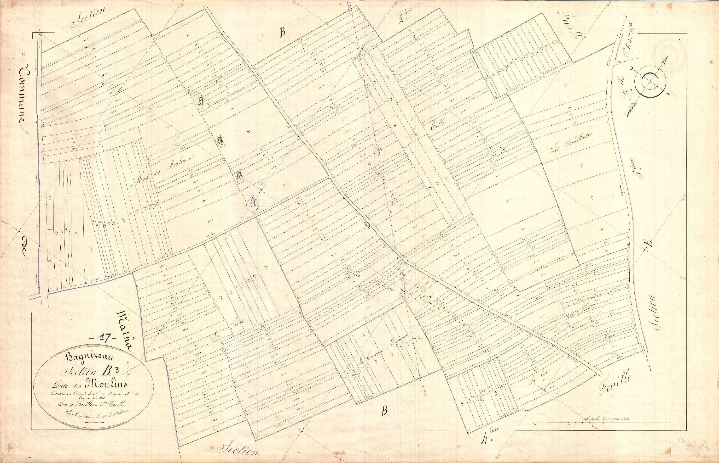 Bagnizeau - Section B3 dite des Moulins.