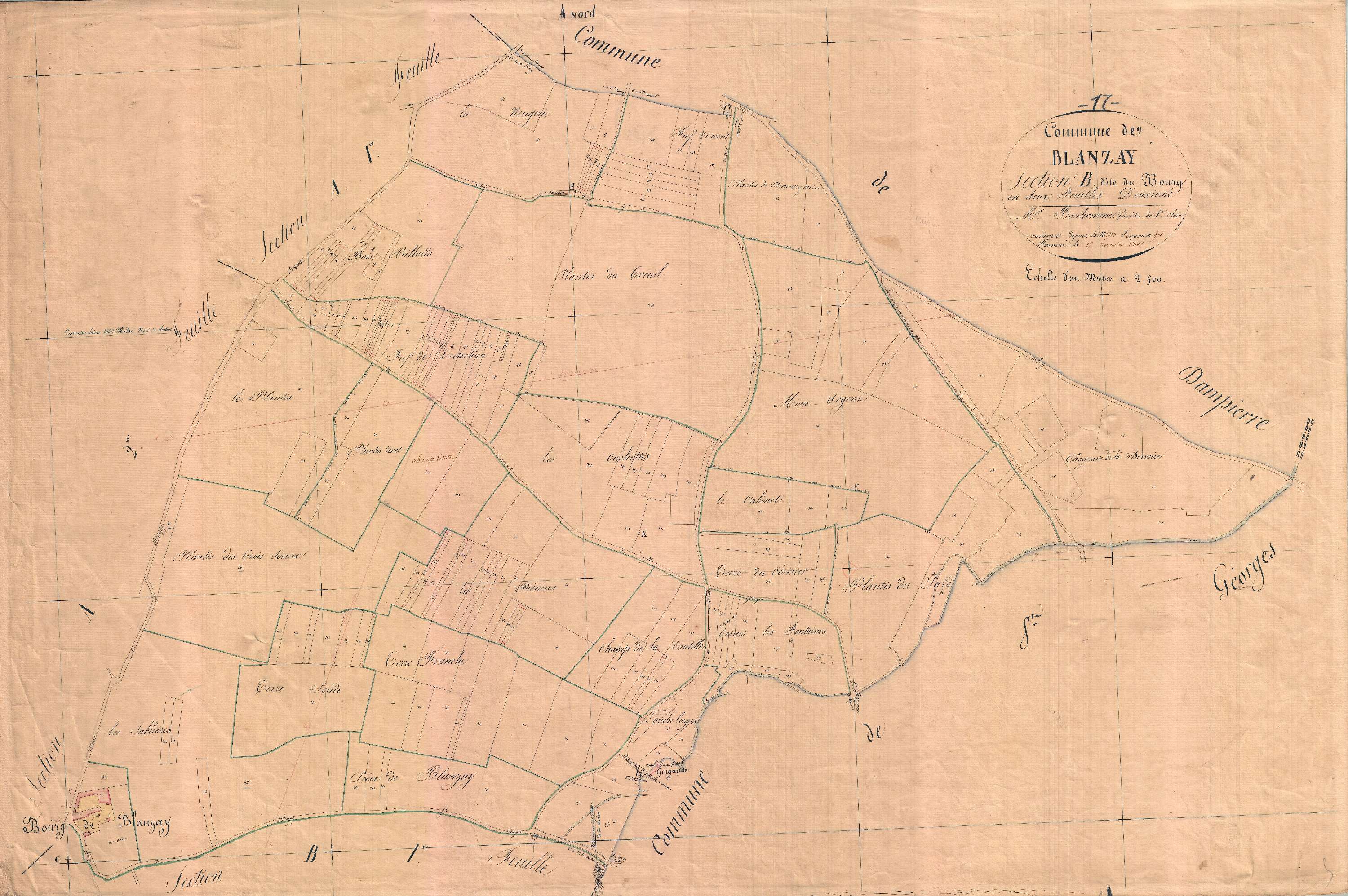 Blanzay-sur-Boutonne - Section B2 dite du Bourg.