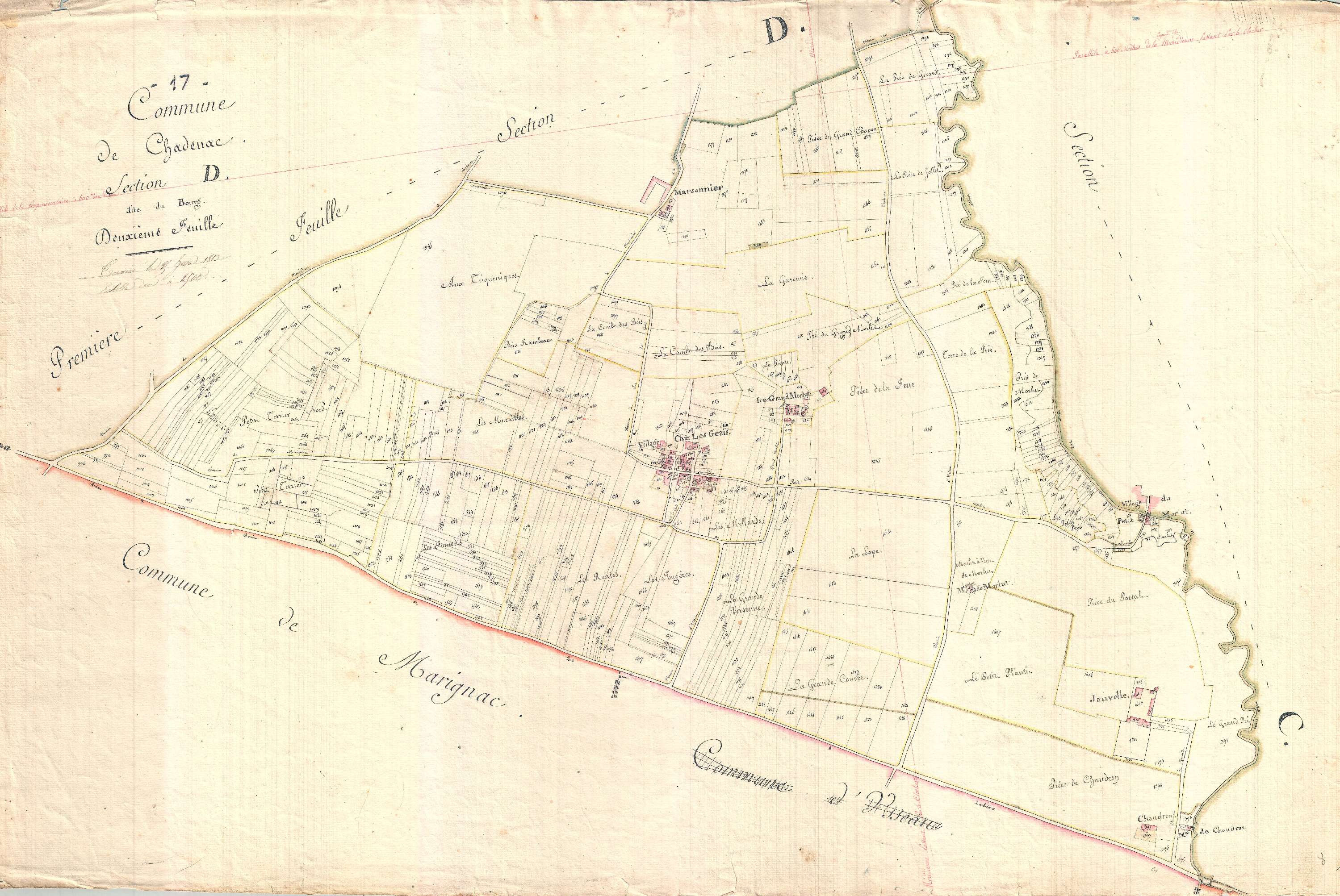 Chadenac - Section D2 dite du Bourg.