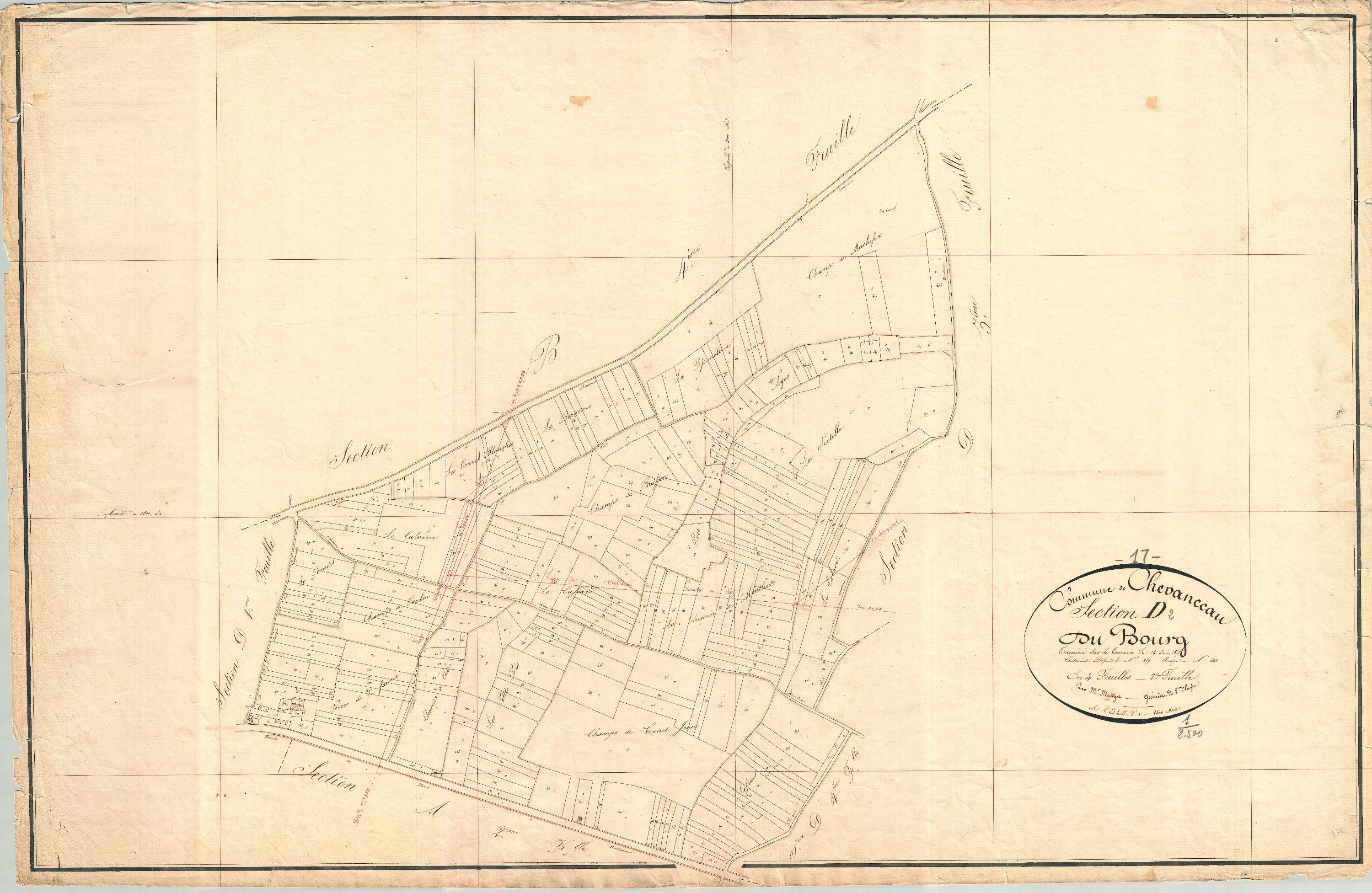 Chevanceaux - Section D2 dite du Bourg.