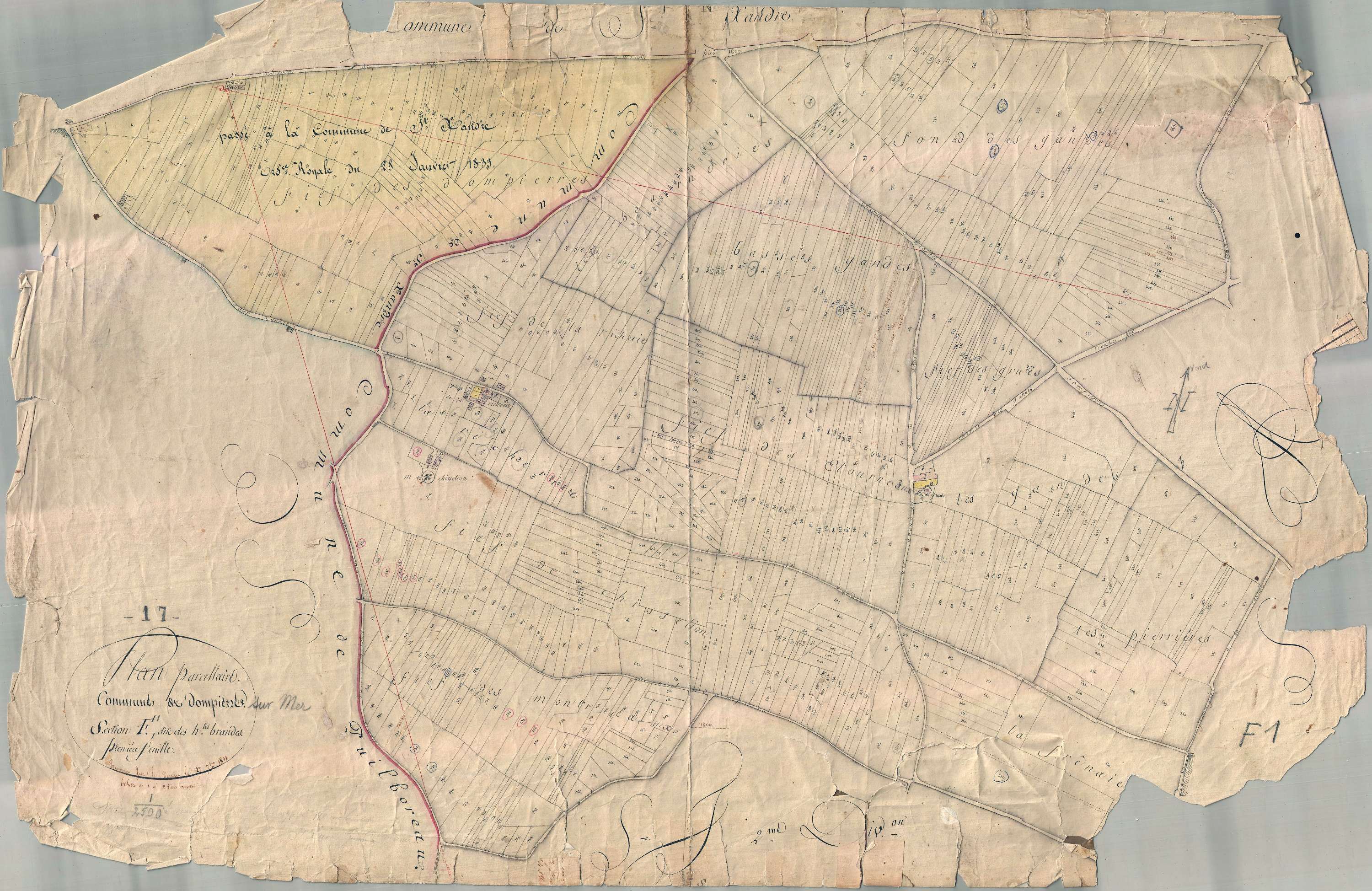 Dompierre-sur-Mer - Section F1 dite des Hautes Brandes. [document en mauvais état]