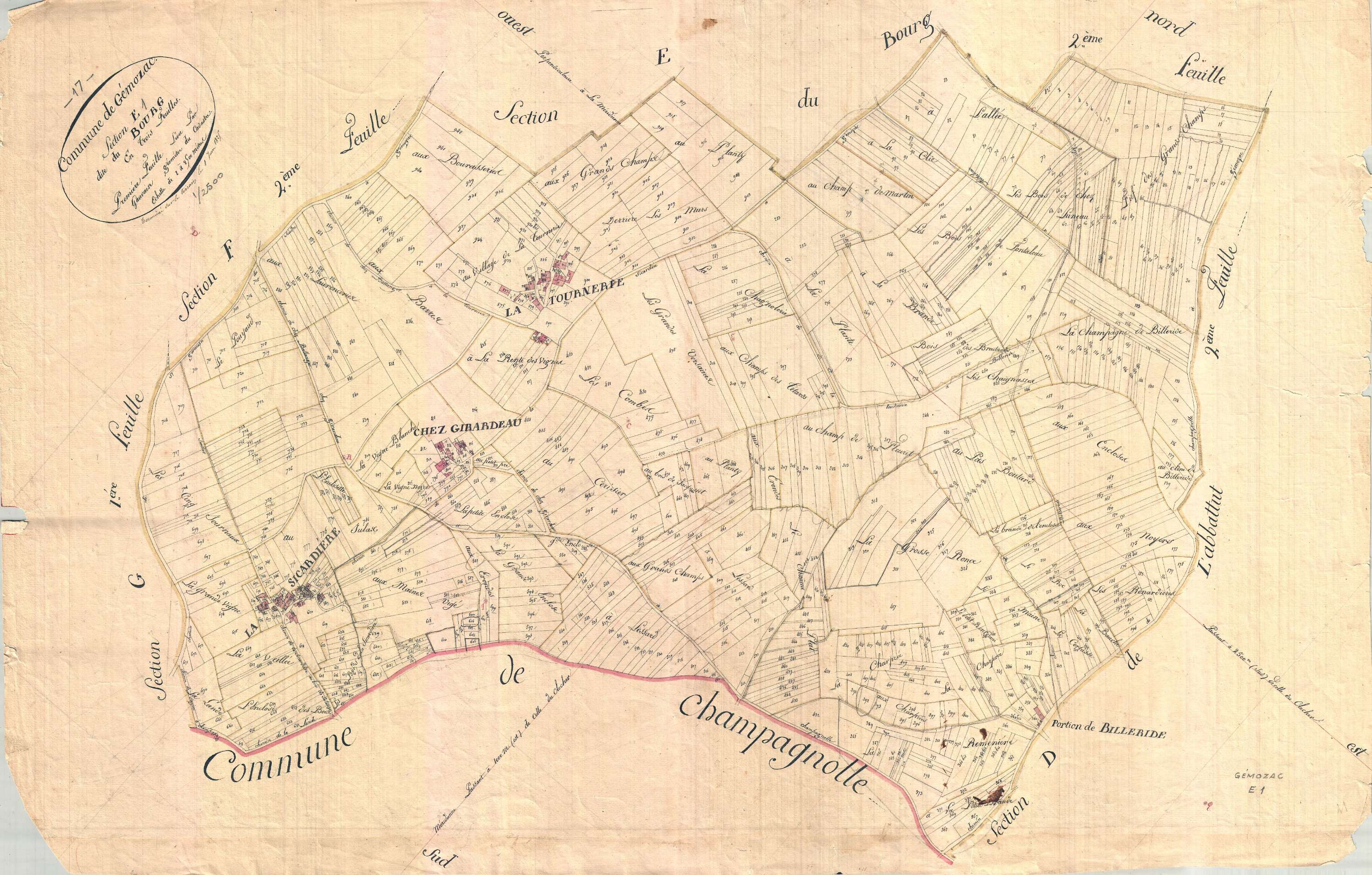 Gémozac - Section E1 dite du Bourg.