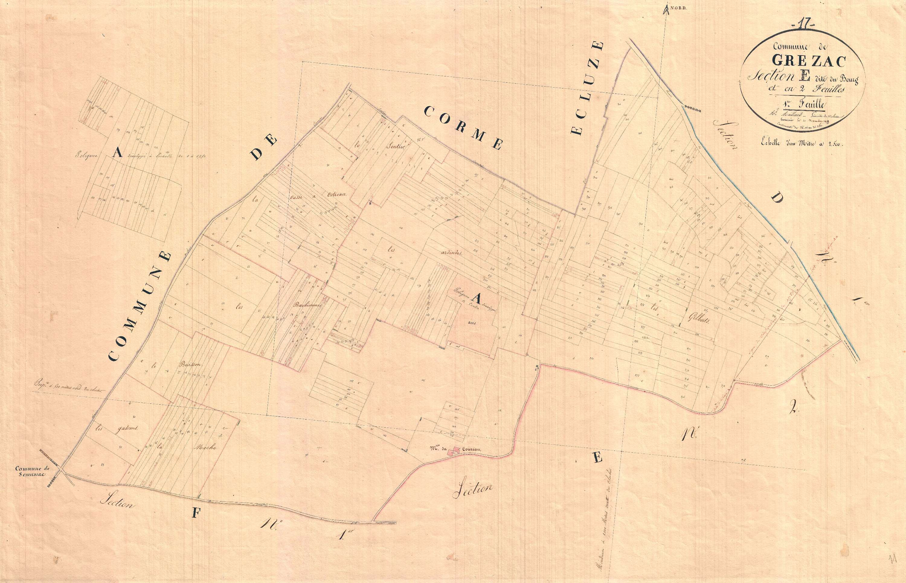 Grézac - Section E1 dite du Bourg.