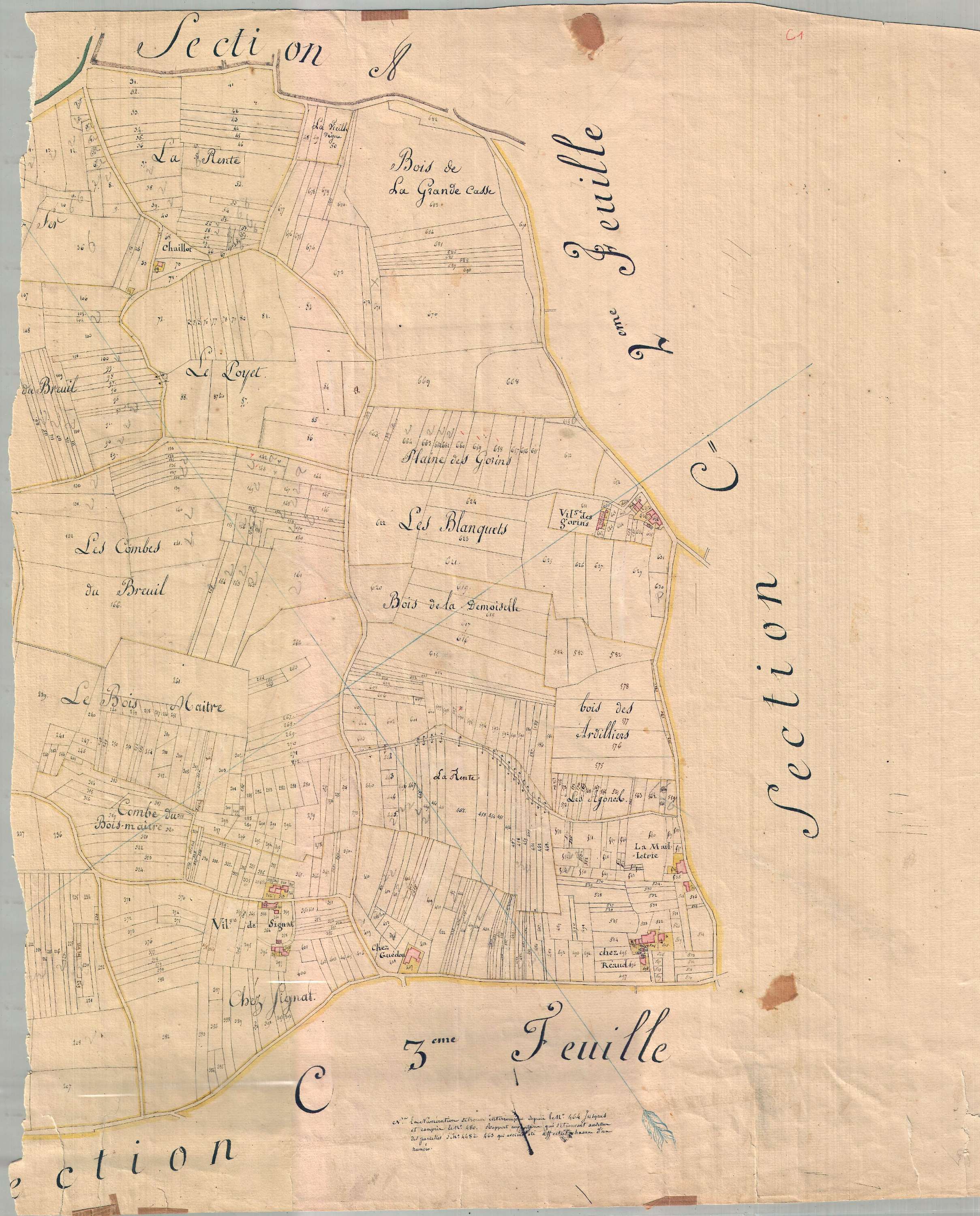 Meursac - Section C1 dite de Chatelard. [document en mauvais état]