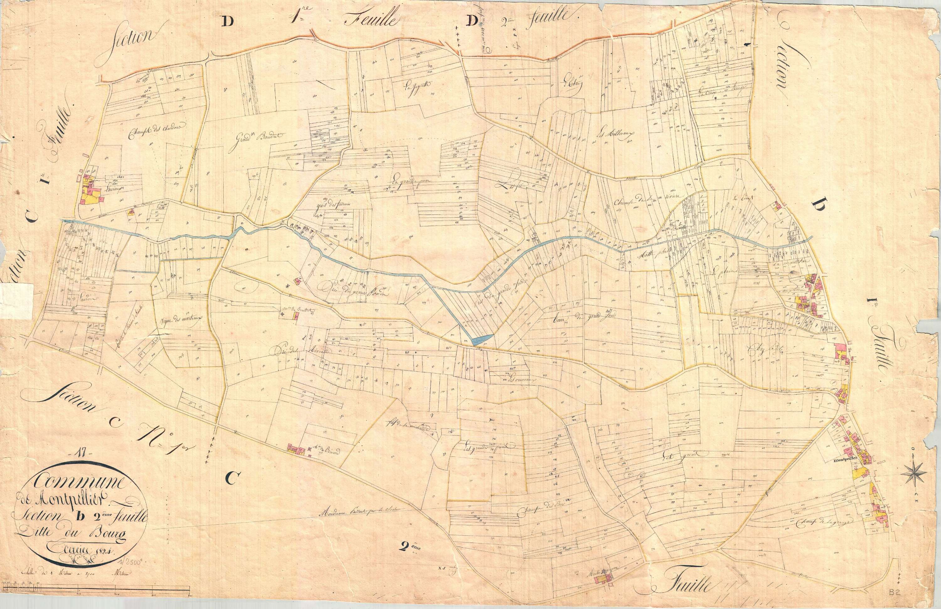 Montpellier-de-Médillan - Section B2 dite du Bourg.