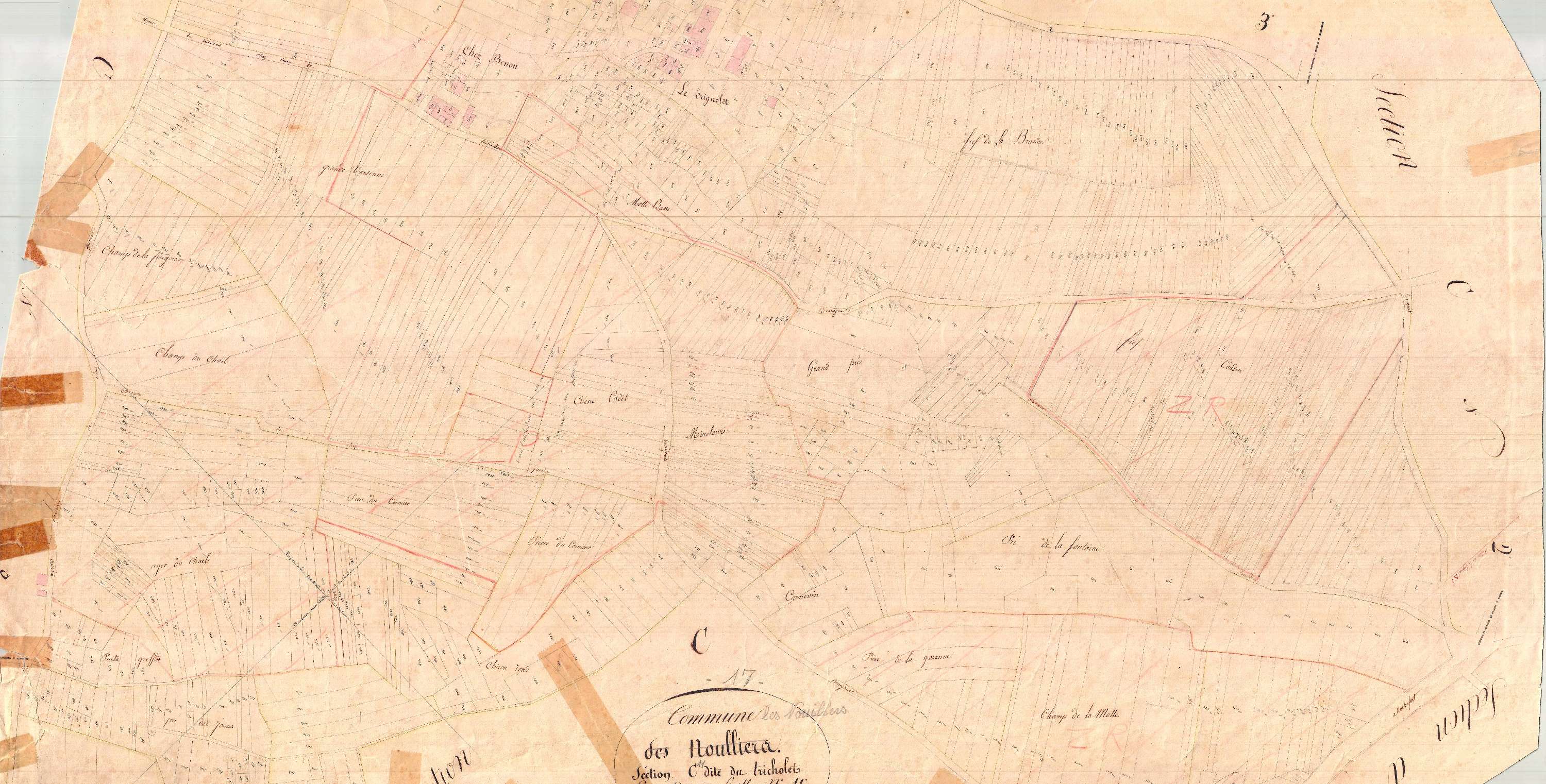 Nouillers - Section C12 dite de Tucholet. [document original pâle]