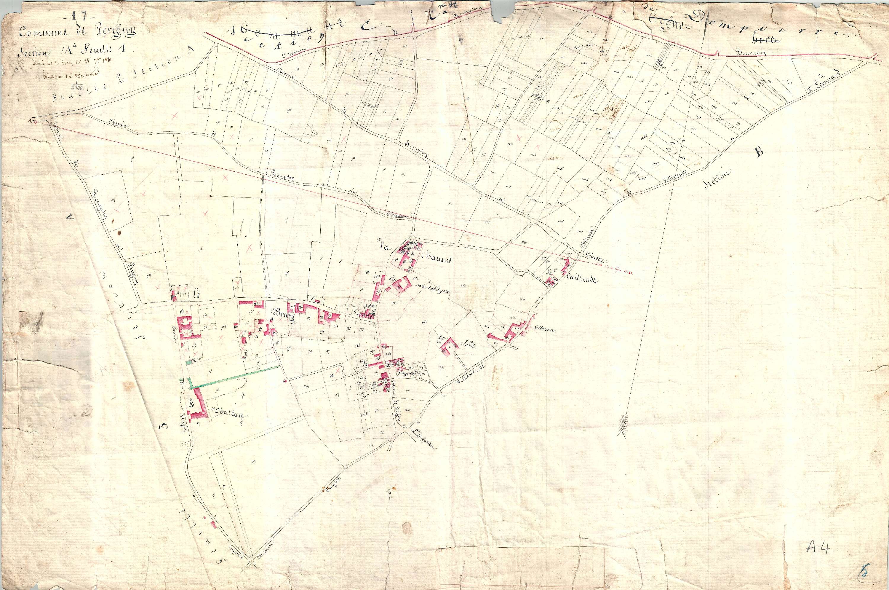 Périgny - Section A4 (sans nom). [document en mauvais état]