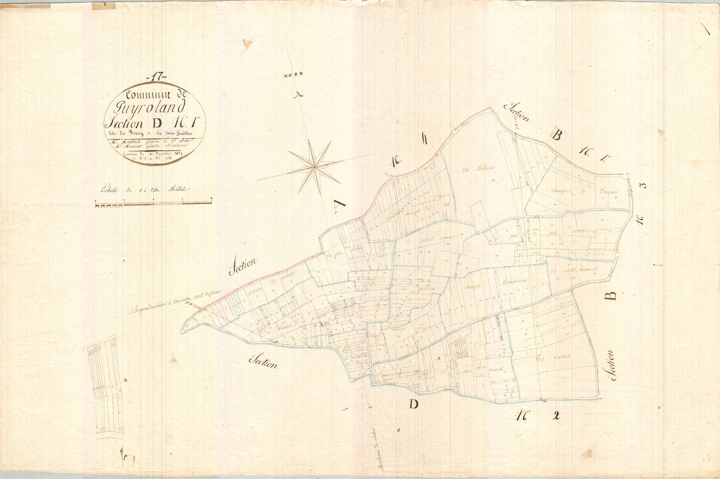 Puyrolland - Section D1 dite du Bourg.