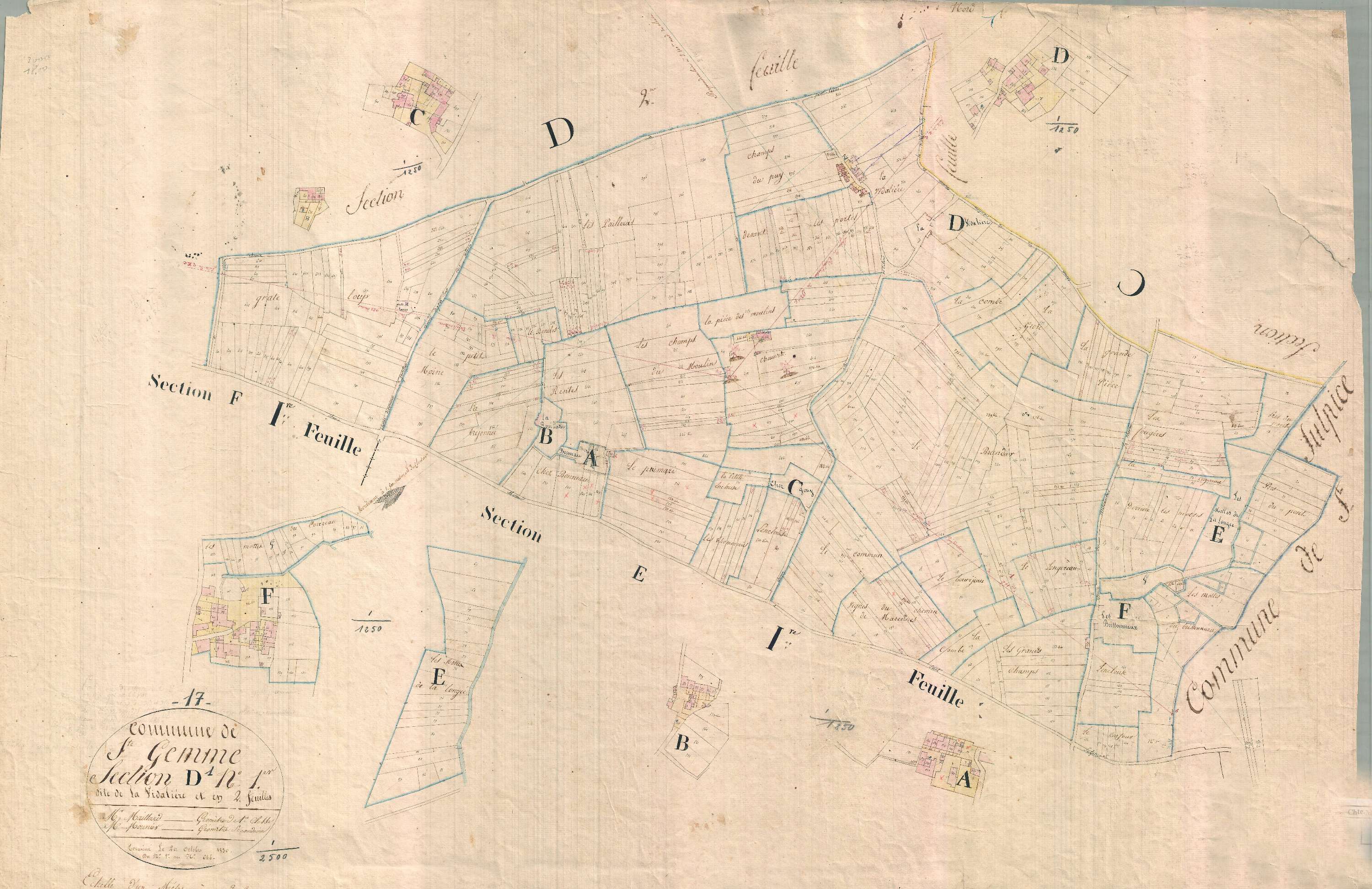 Sainte-Gemme - Section D1 dite de Vidalière.