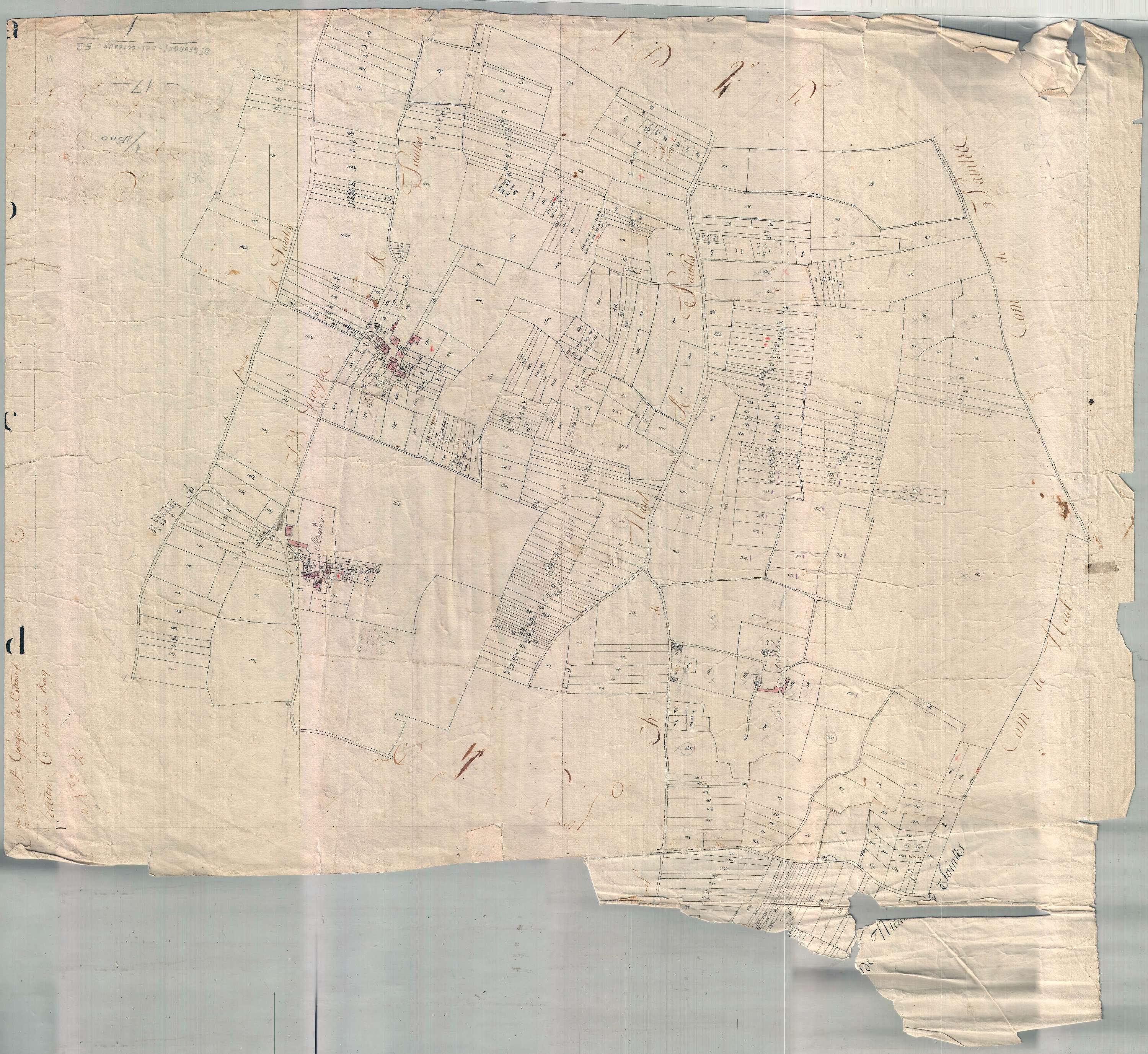 Saint-Georges-des-Coteaux - Section E2 (sans nom). [document en très mauvais état]