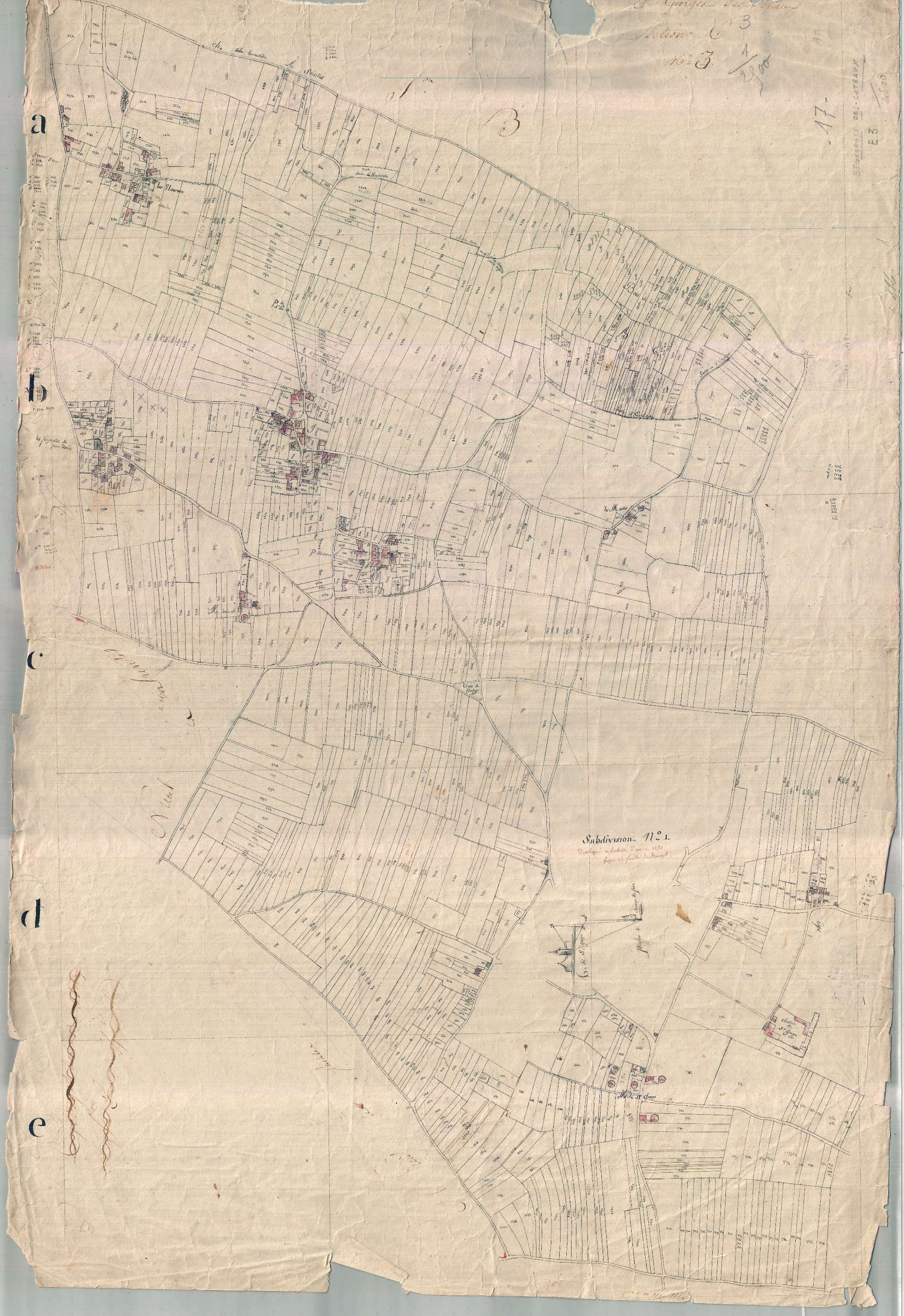 Saint-Georges-des-Coteaux - Section E3 (sans nom). [document en très mauvais état]