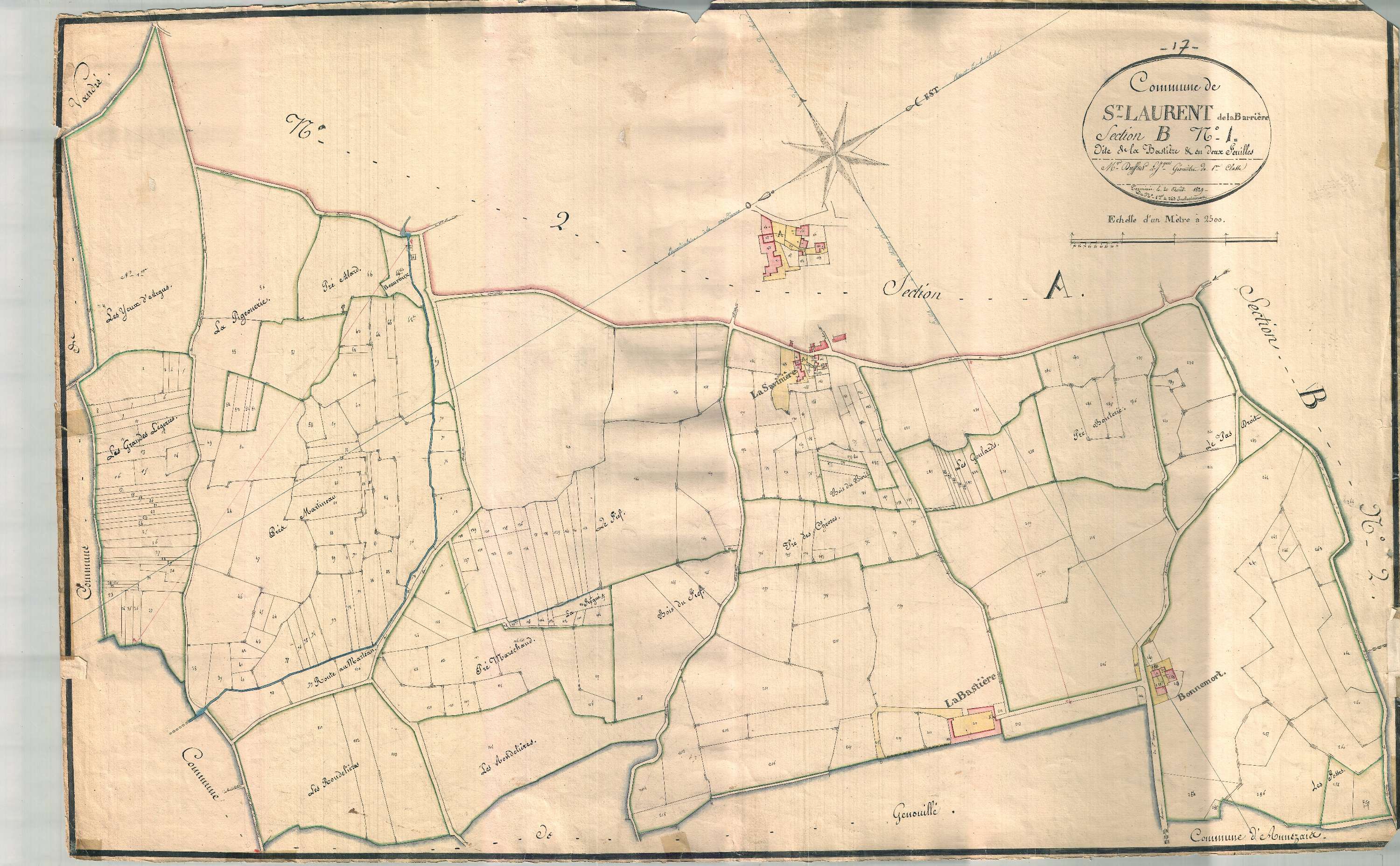 Saint-Laurent-de-la-Barrière - Section B1 dite de la Bastière.