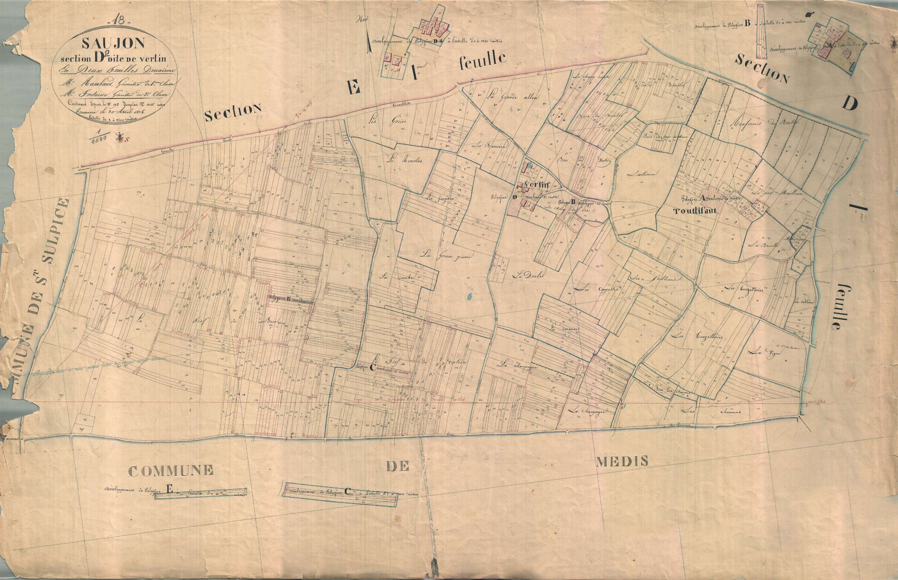 Saujon - Section D2 dite de Vertin.