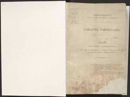 État de section et liste alphabétique des propriétaires