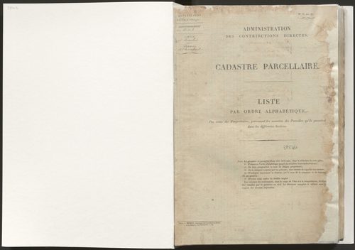 État de section et liste alphabétique de propriétaires