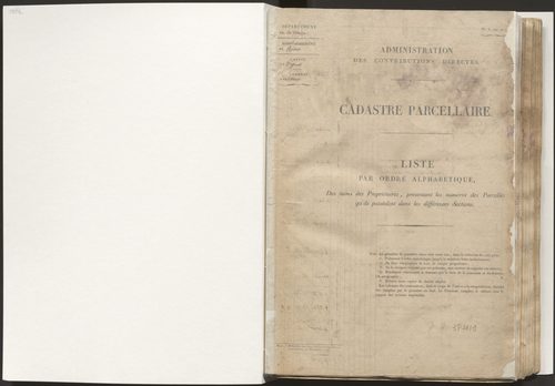 État de section et liste alphabétique de propriétaires