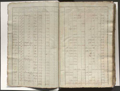 Tableau indicatif des propriétaires, des propriétés foncières et de leurs contenances. Tableau indicatif des propriétaires et des propriétés bâties. Section A à F.