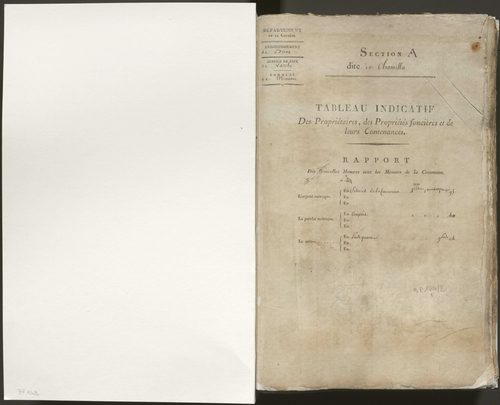 Tableau indicatif des propriétaires, des propriétés foncières et de leurs contenances. Tableau indicatif des propriétaires et des propriétés bâties.