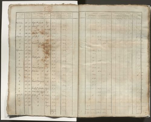 Tableau indicatif des propriétaires, des propriétés foncières et de leurs contenances. Tableau indicatif des propriétaires et des propriétés bâties.