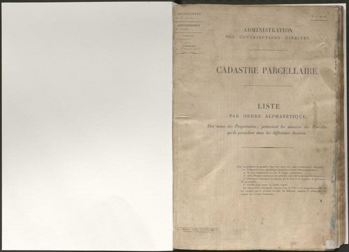 Etat de section et liste alphabétique de propriétaires