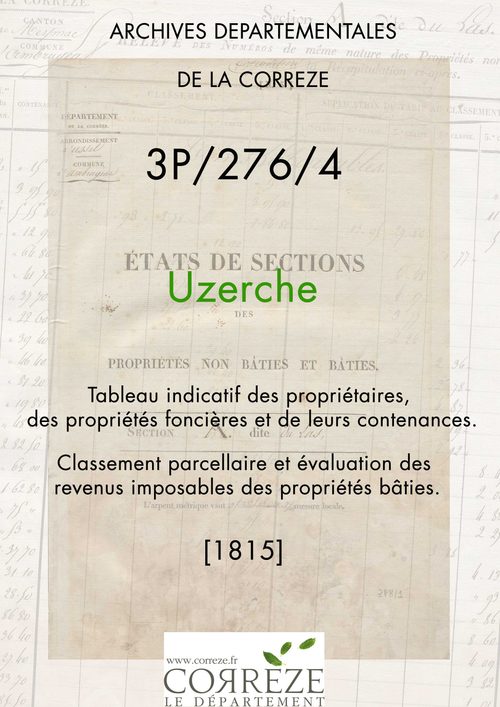 Tableau indicatif des propriétaires, des propriétés foncières et de leurs contenances. Classement parcellaire et évaluation des revenus imposables des propriétés bâties.