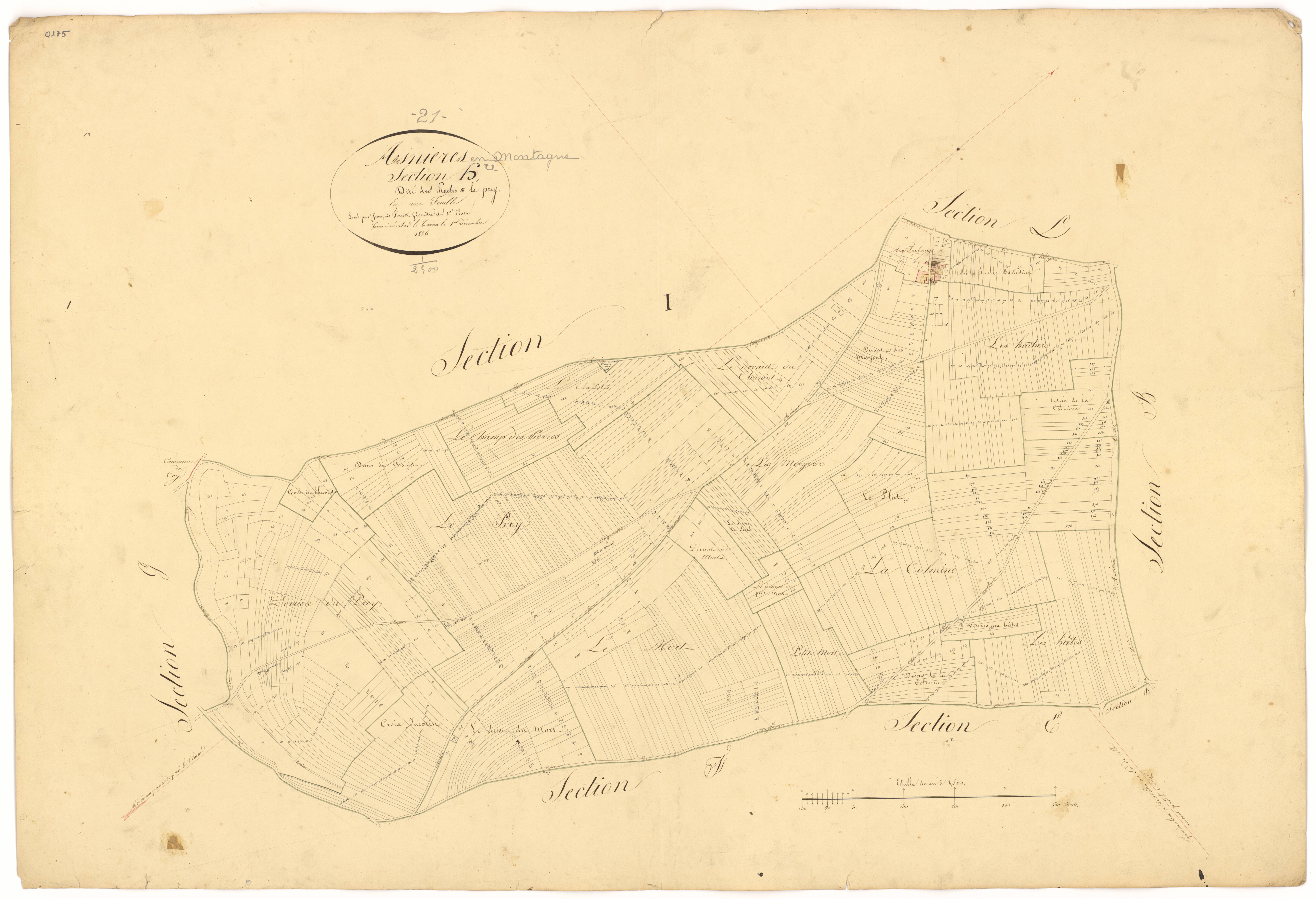 Asnières-en-Montagne - Section H - 3 P PLAN 29/12