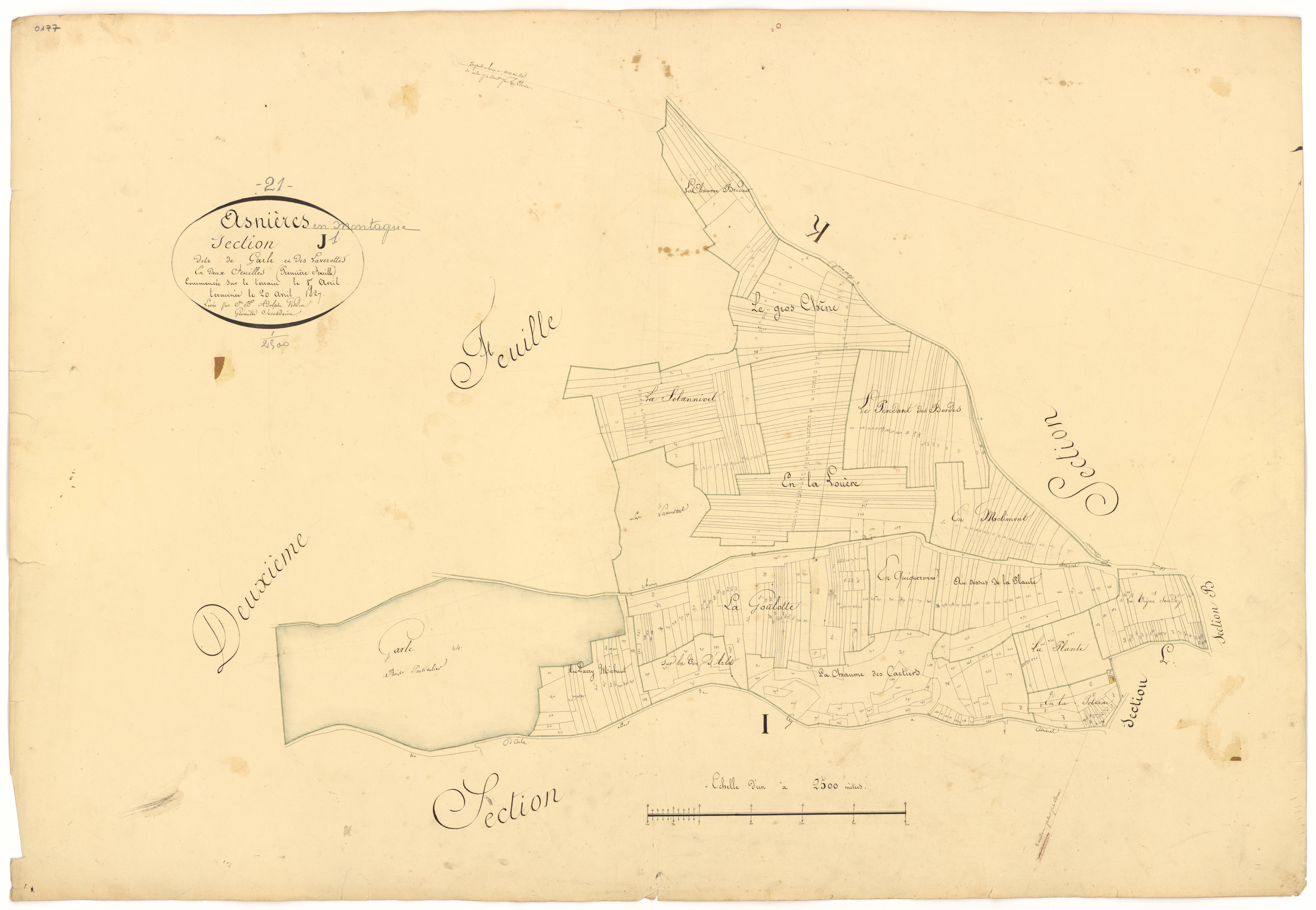Asnières-en-Montagne - Section J1 - 3 P PLAN 29/14