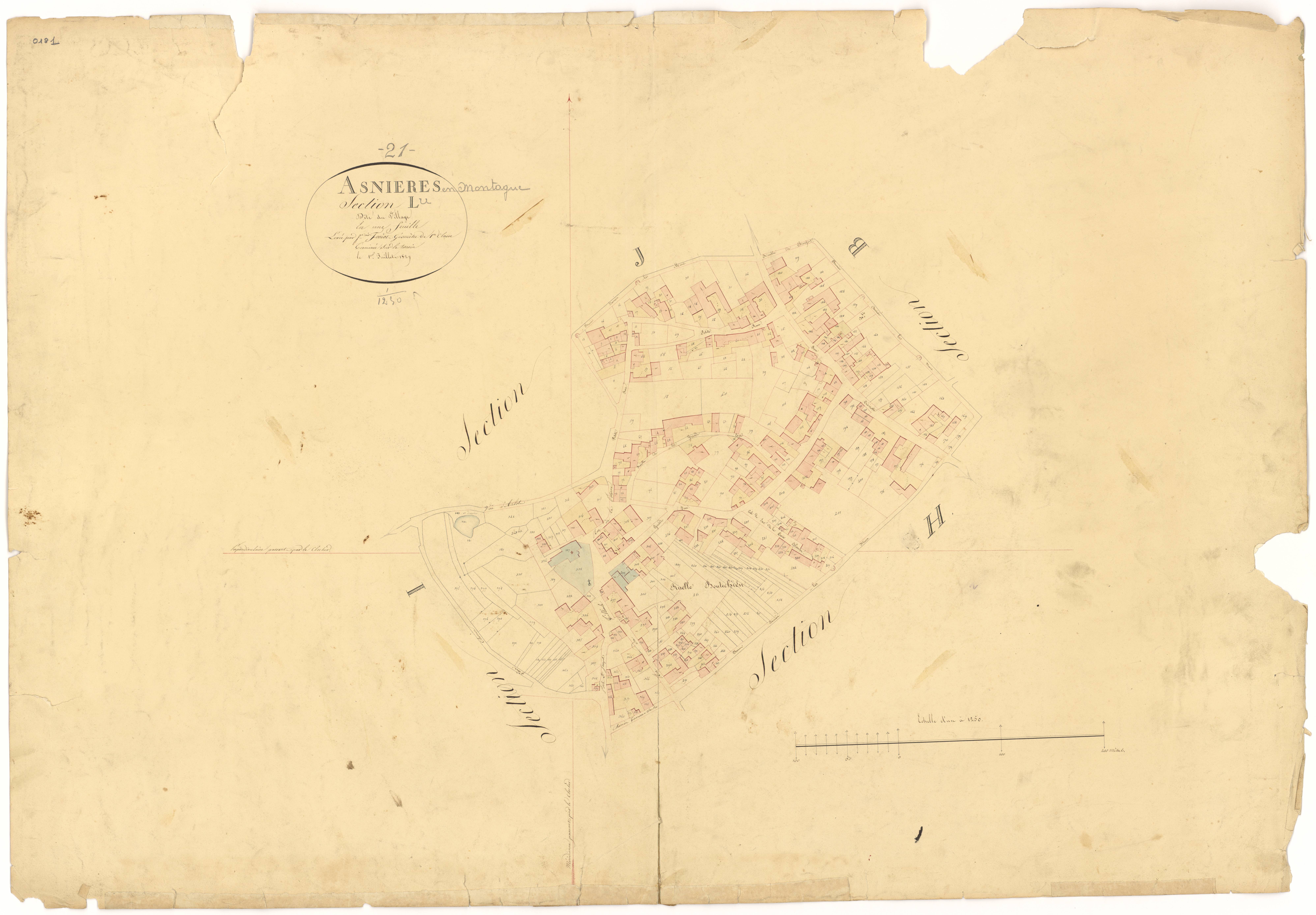 Asnières-en-Montagne - Section L - 3 P PLAN 29/18