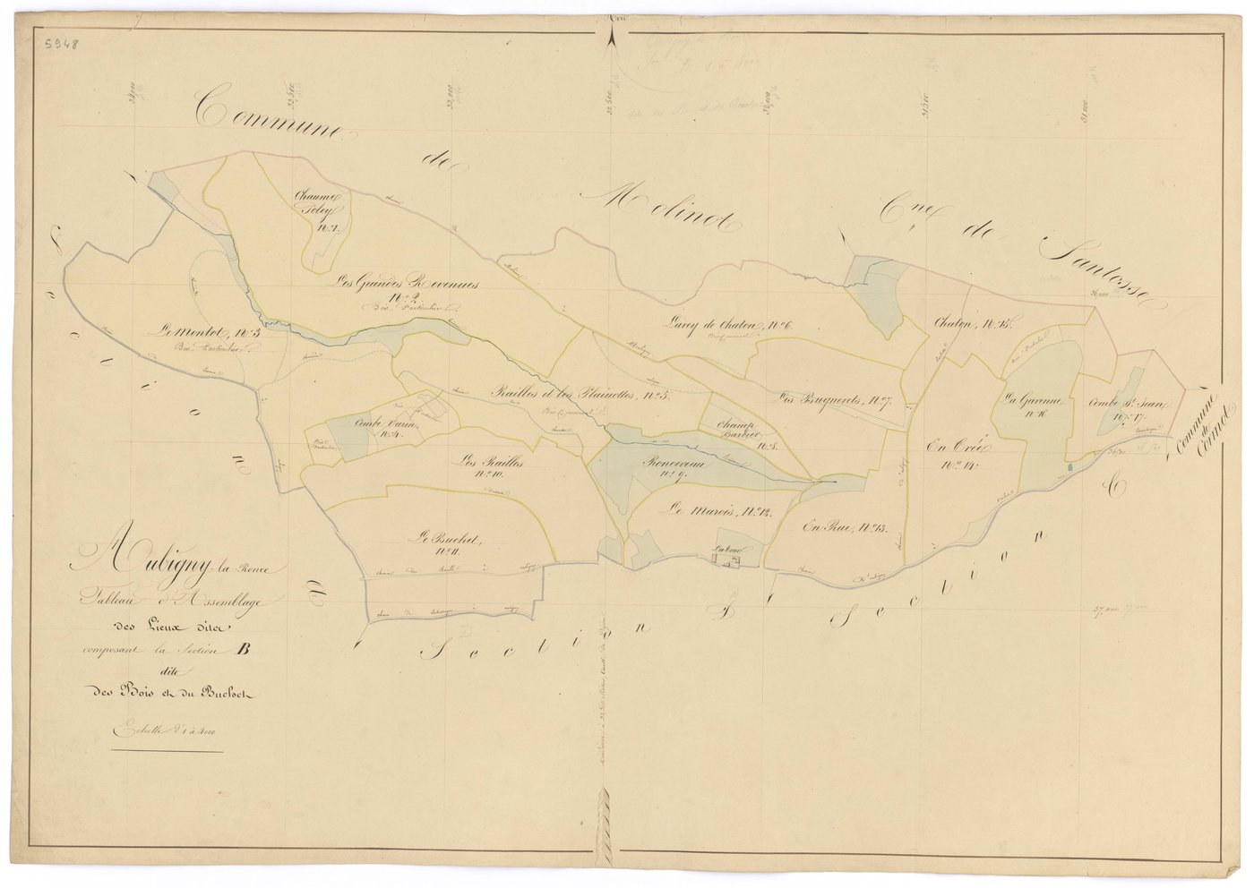 Aubigny-la-Ronce - Section B (tableau d'assemblage) - 3 P PLAN 35/6