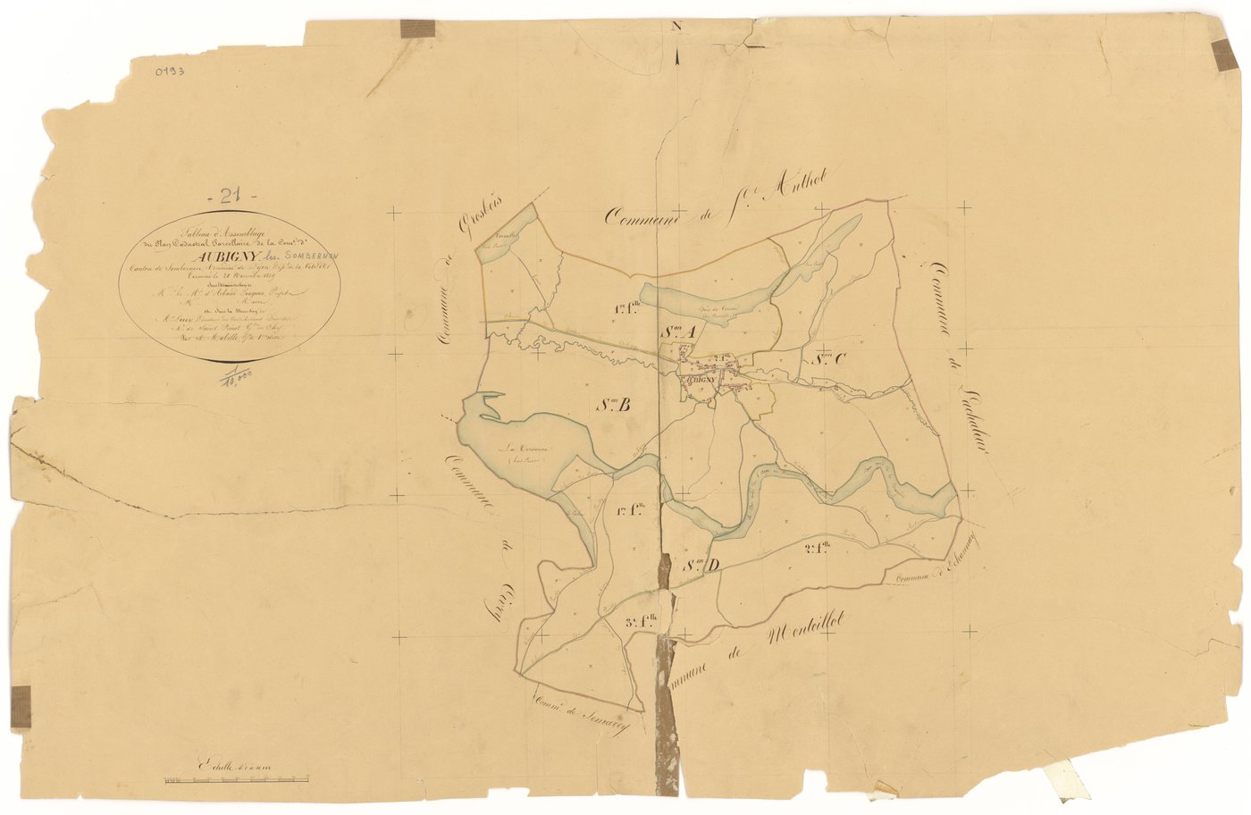 Aubigny-lès-Sombernon - Tableau d'assemblage - 3 P PLAN 36/1
