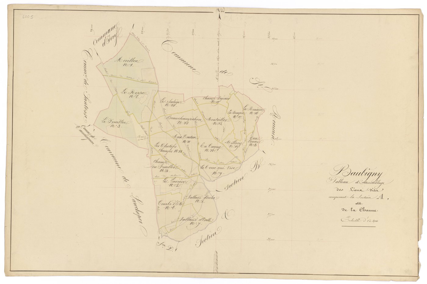 Baubigny - Section A (tableau d'assemblage) - 3 P PLAN 53/2