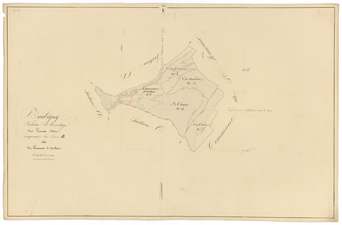 Baubigny - Section B (tableau d'assemblage) - 3 P PLAN 53/8