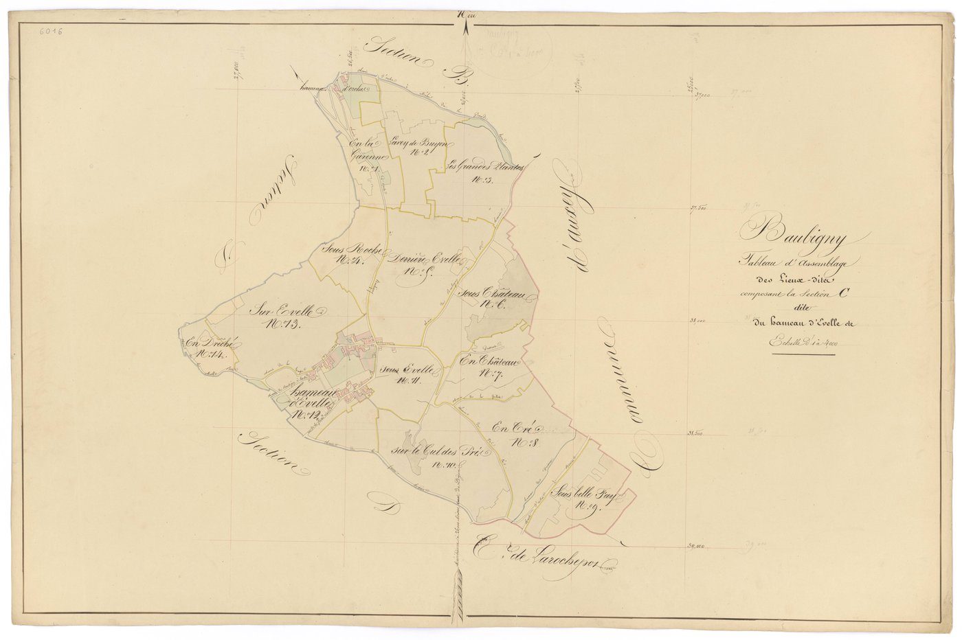 Baubigny - Section C (tableau d'assemblage) - 3 P PLAN 53/13