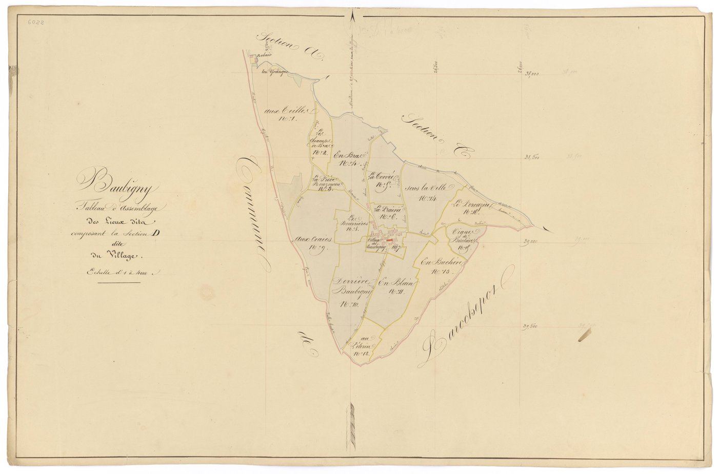 Baubigny - Section D (tableau d'assemblage) - 3 P PLAN 53/19