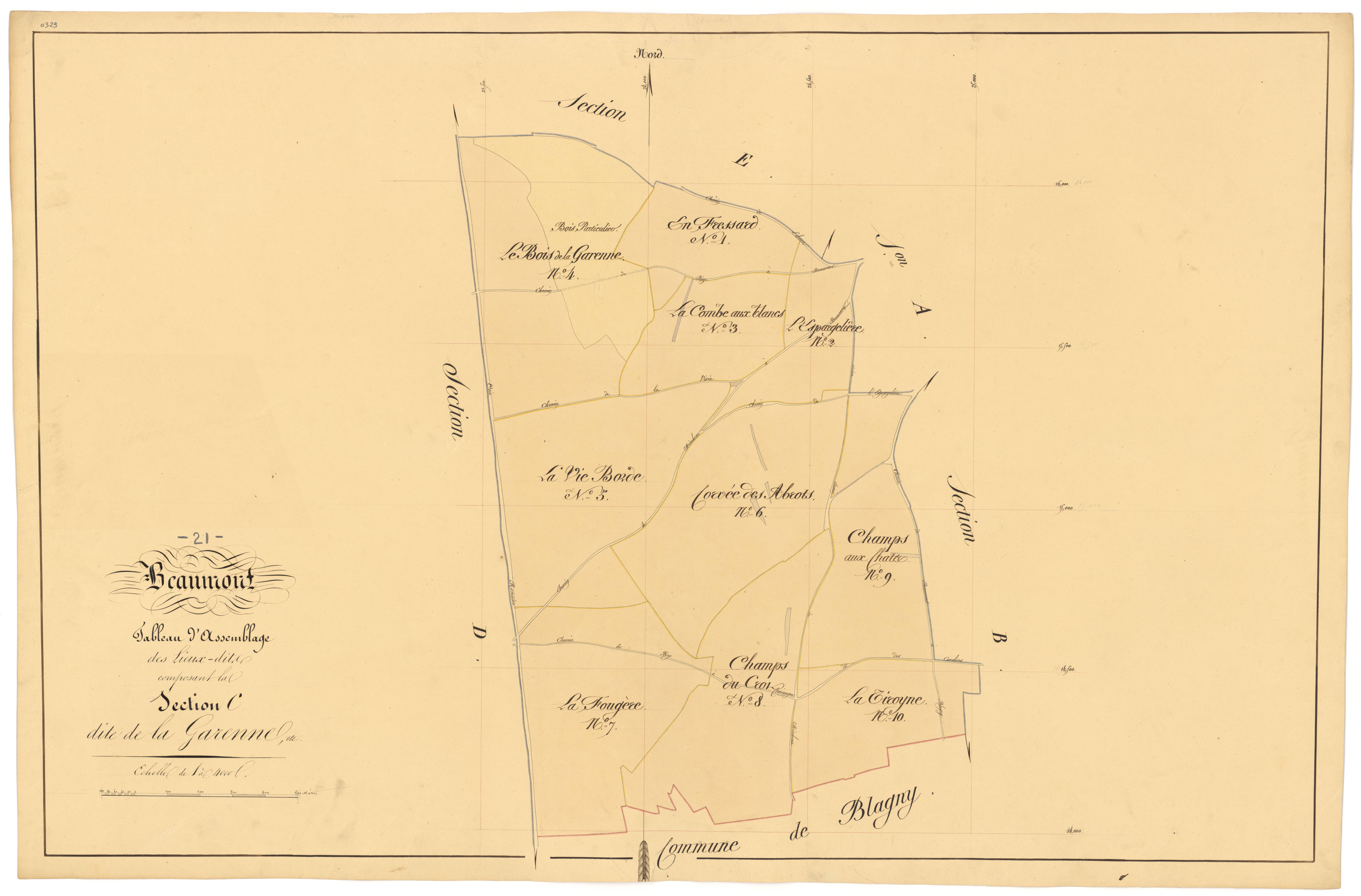 Beaumont-sur-Vingeanne - Section C (tableau d'assemblage) - 3 P PLAN 56/8