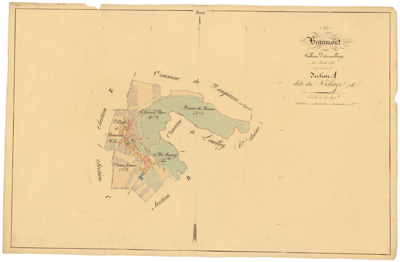 Beaumont-sur-Vingeanne - Section A (tableau d'assemblage) - 3 P PLAN 56/2
