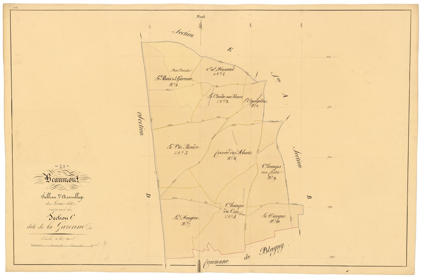 Beaumont-sur-Vingeanne - Section C (tableau d'assemblage) - 3 P PLAN 56/8