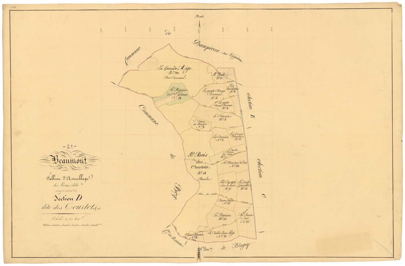 Beaumont-sur-Vingeanne - Section D (tableau d'assemblage) - 3 P PLAN 56/12