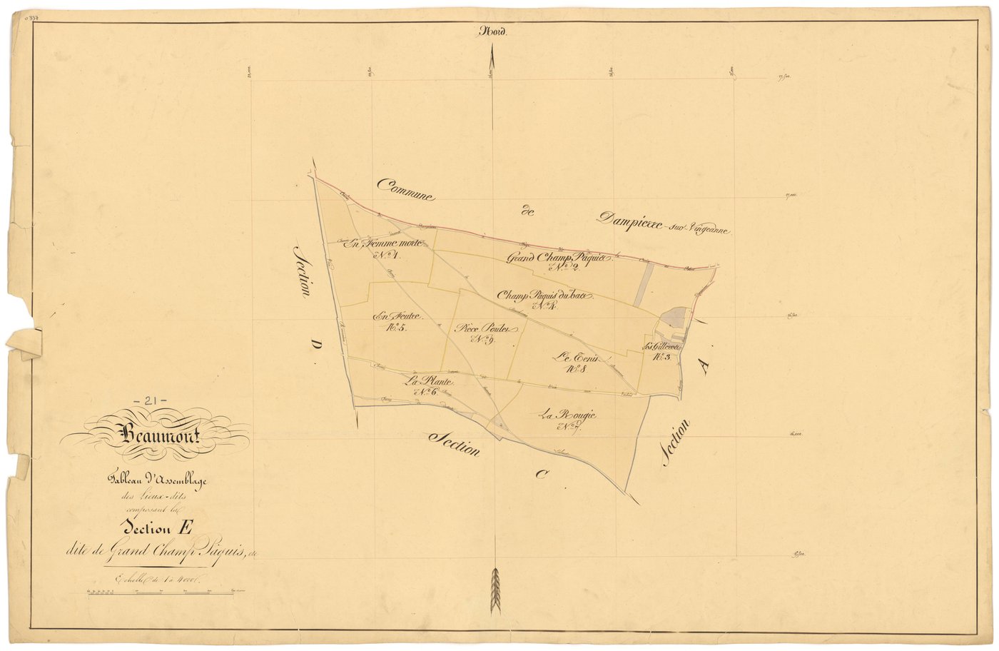 Beaumont-sur-Vingeanne - Section E (tableau d'assemblage) - 3 P PLAN 56/16