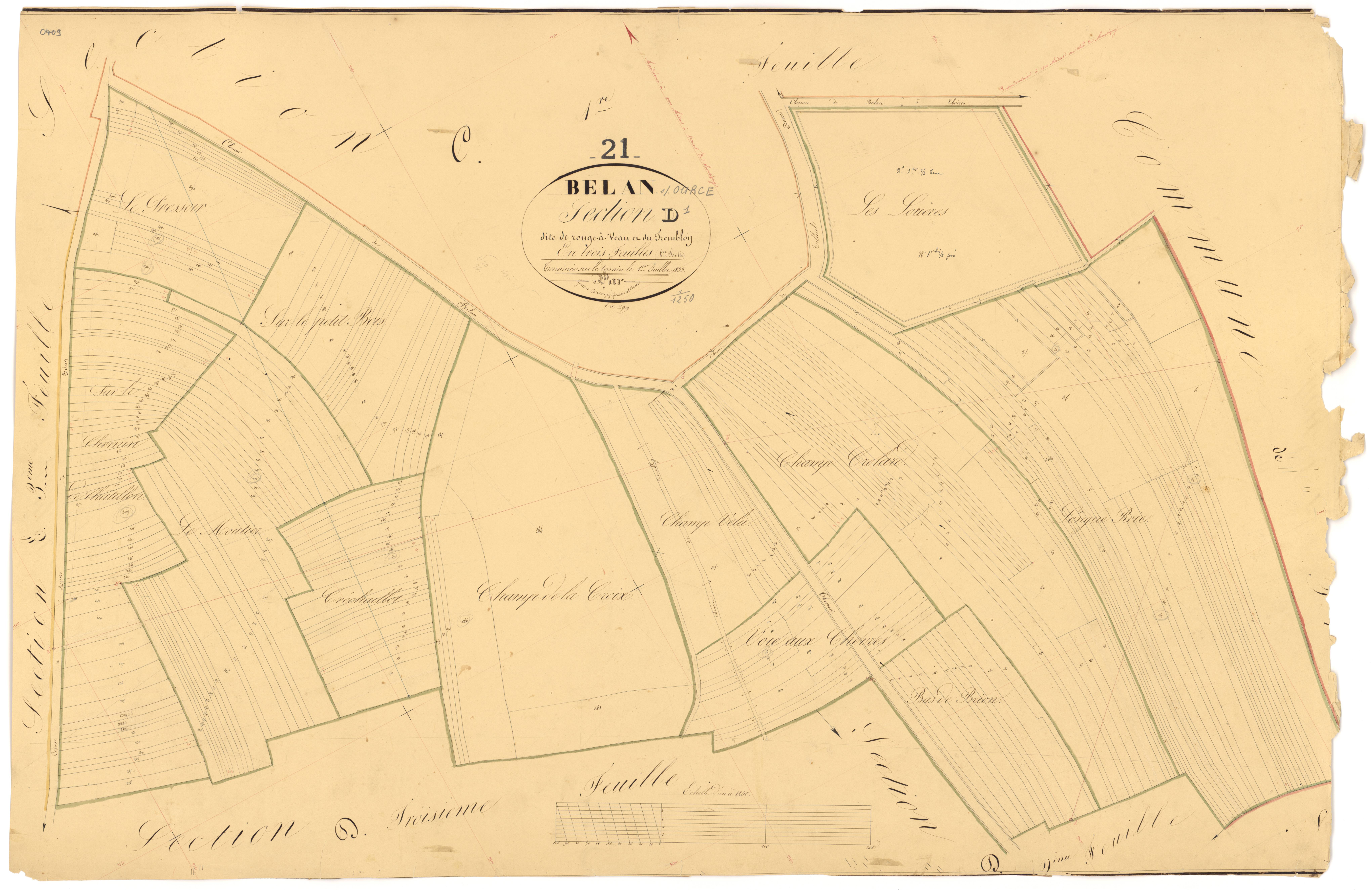 Belan-sur-Ource - Section D1 - 3 P PLAN 61/16