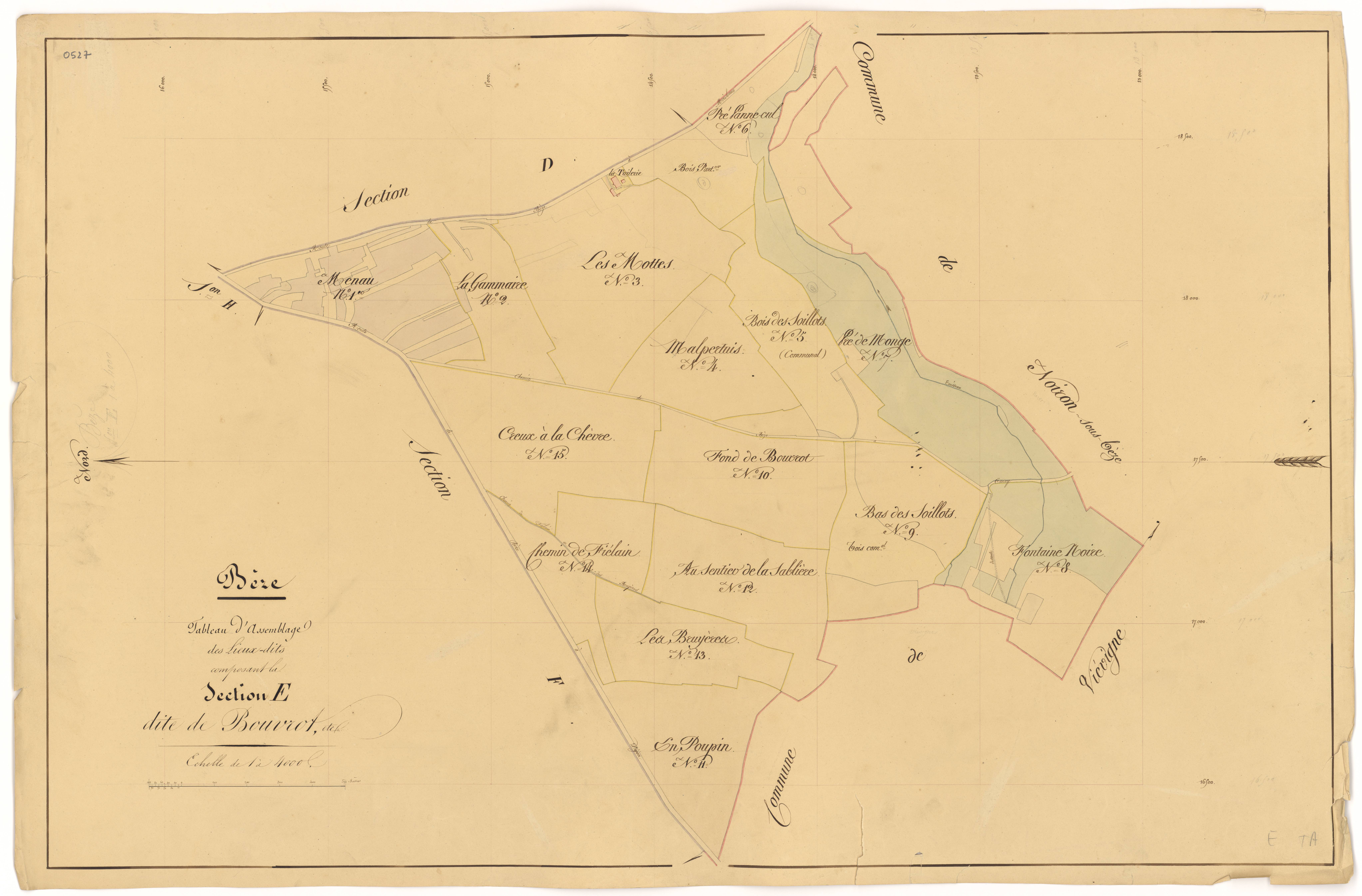 Bèze - Section E (tableau d'assemblage) - 3 P PLAN 74/29