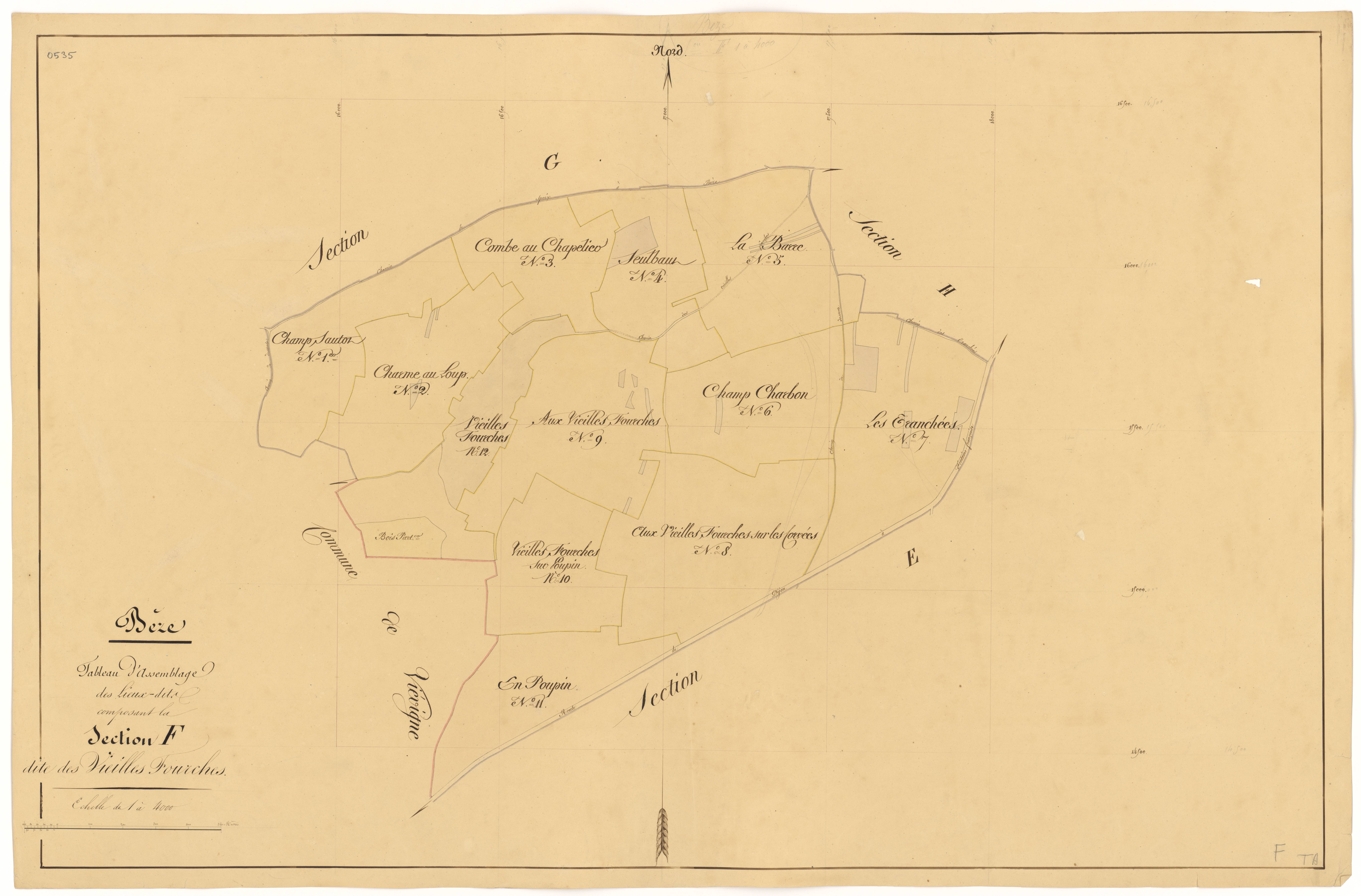 Bèze - Section F (tableau d'assemblage) - 3 P PLAN 74/37